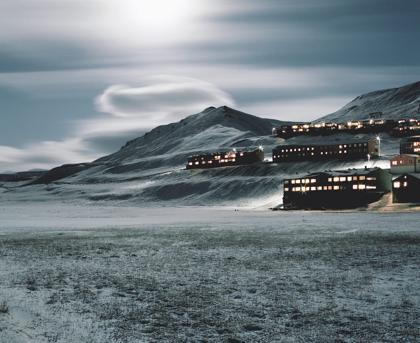 Julia de Cooker, "Longyearbyen at Night" from <em>Svalbard – An Arcticficial Life</em> (© Julia de Cooker)