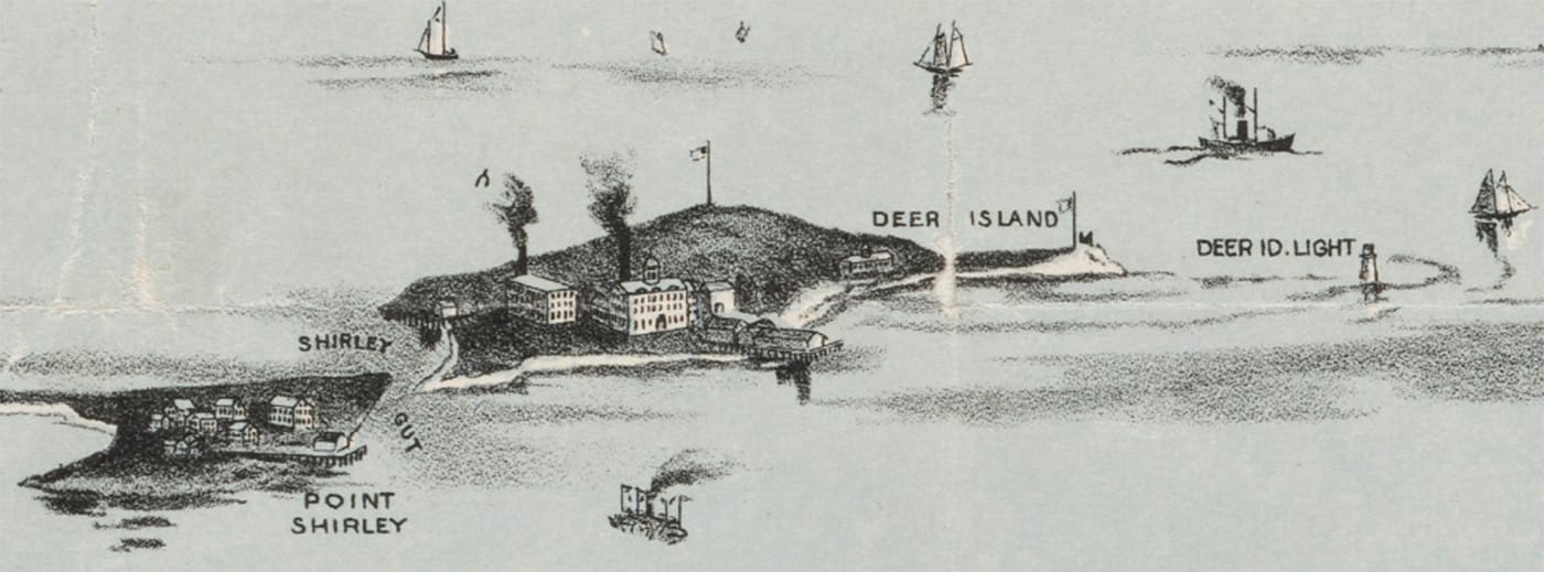 Deer Island on a 1923 map of Boston Harbor, published by George H. Walker (via Boston Public Library/Wikimedia)