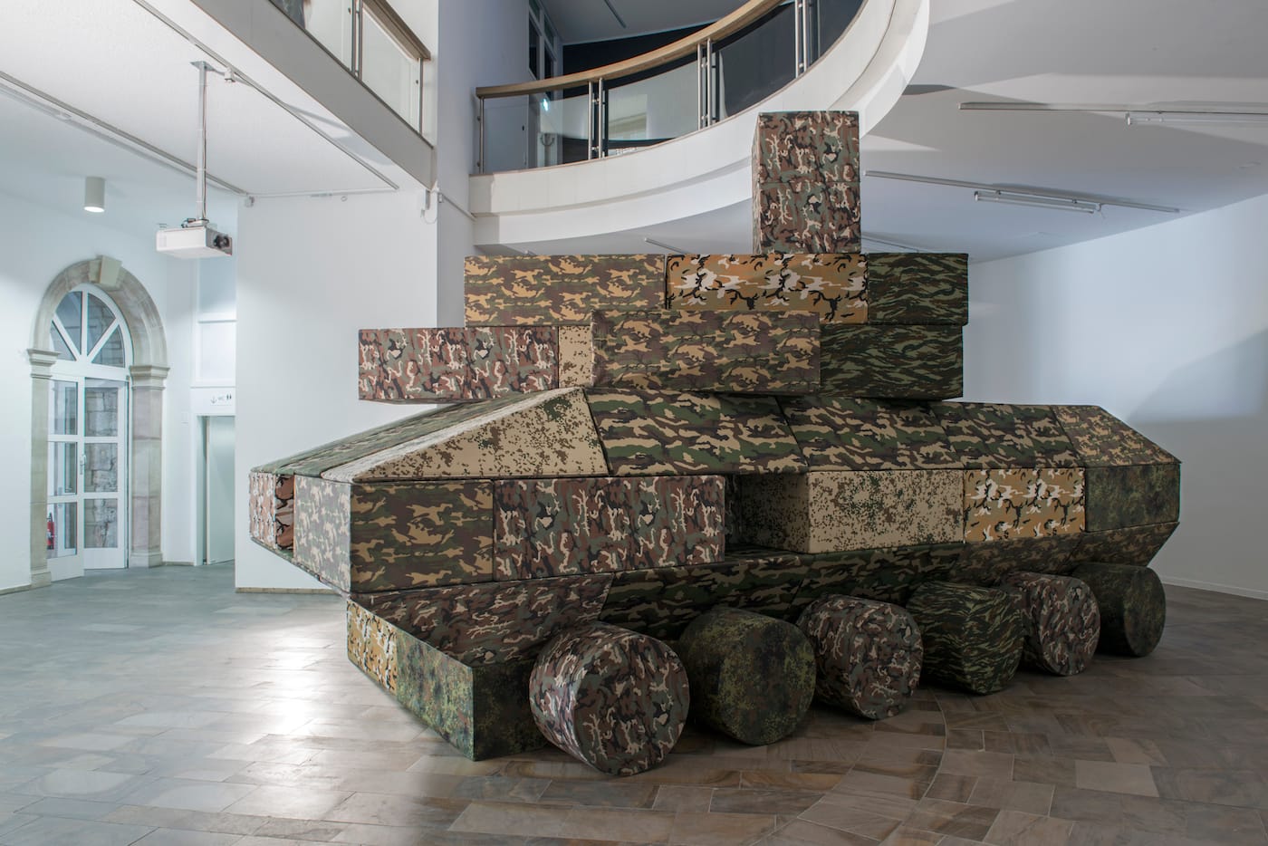 Andreas Angelidakis, "Polemos" (2017), foam and vinyl seating modules, installation view at the Fridericianum, Kassel, for documenta 14 (photo by Nils Klinger, courtesy Documenta)