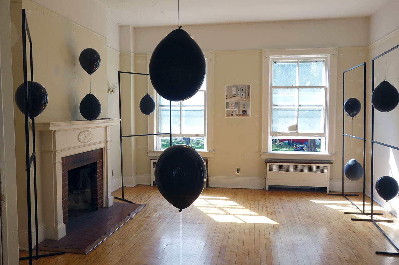 Installation view of Tadao Cern's "Black Balloons"