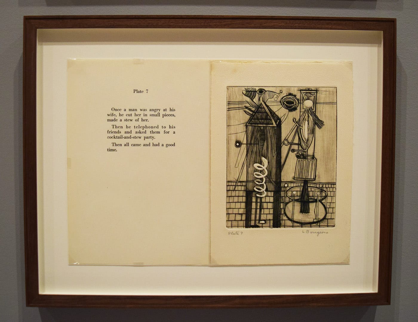 Plate 7 from Louise Bourgeois, He Disappeared into Complete Silence (1947), illustrated book engraving with drypoint and scorper