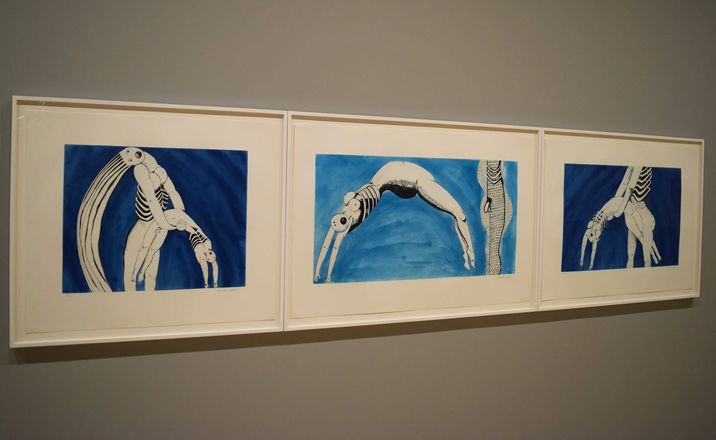 Louise Bourgeois, "Triptych of the Red Room" (1994), aquatint, drypoint, and engraving