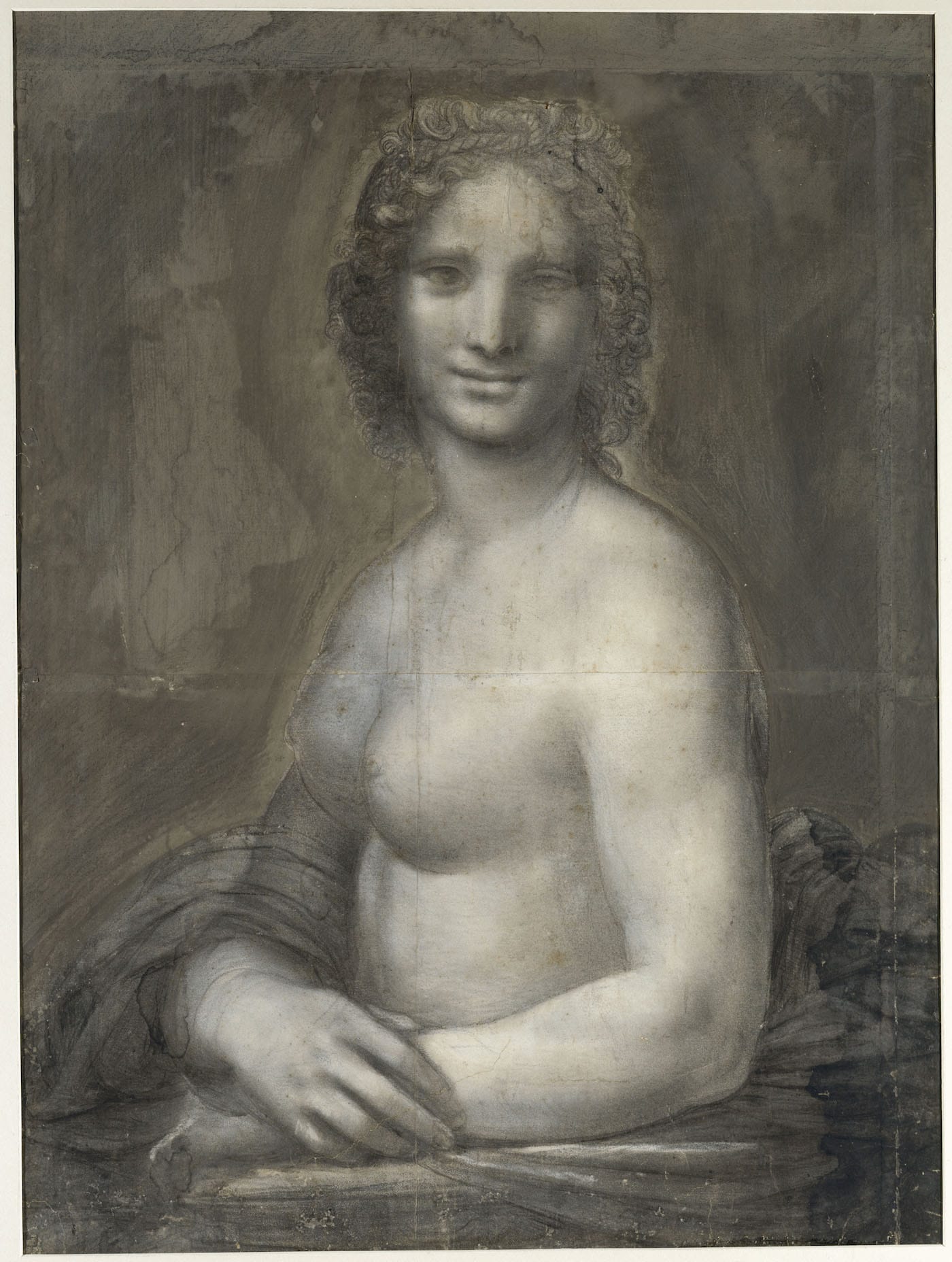 School of Leonardo da Vinci, "La Joconde nue" (ca 1514–16), 28.5 x 21 in (© RMN-Grand Palais, domaine de Chantilly; photo by Gérard Blot)