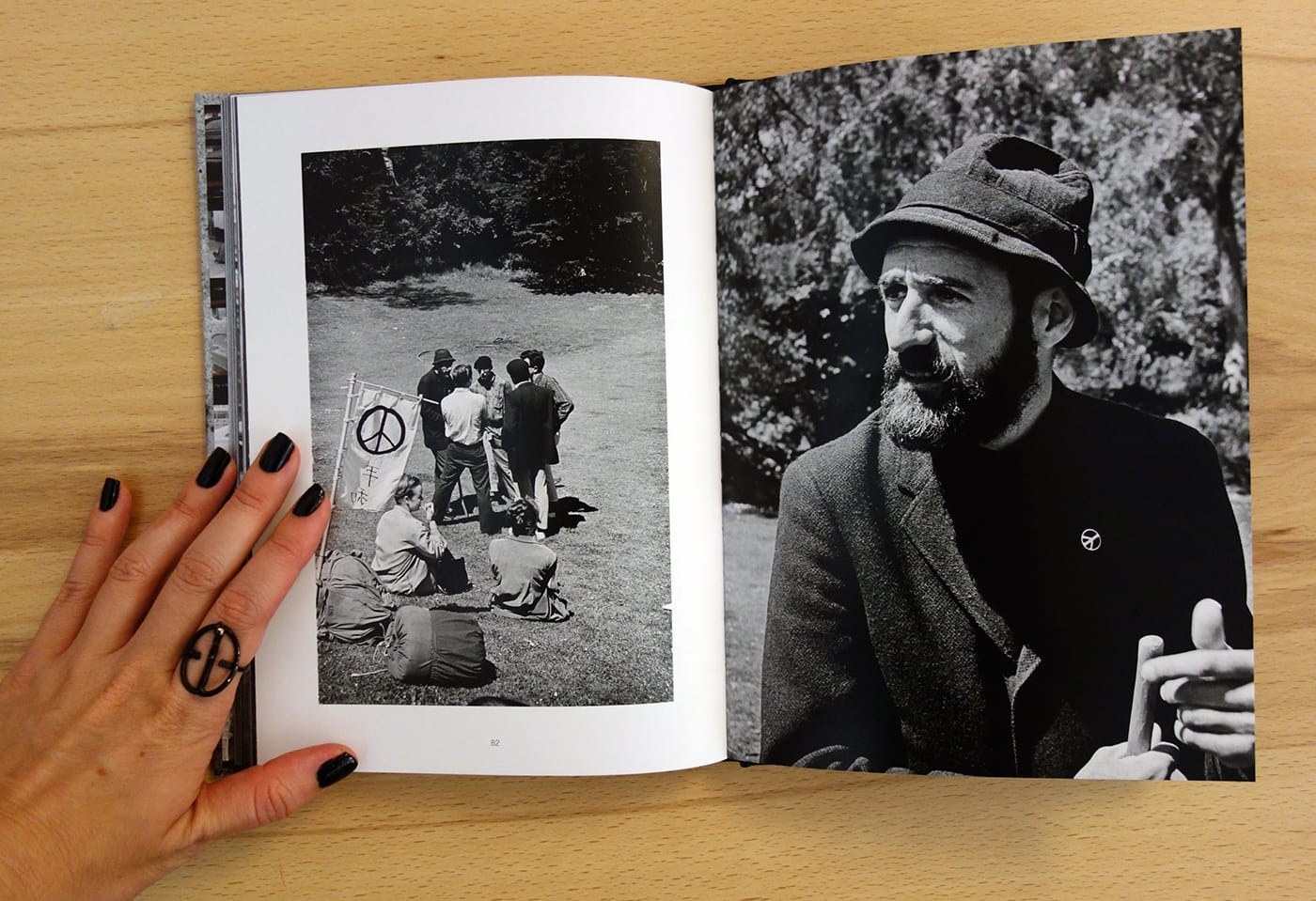 Pages from <em>Jim Marshall: Peace</em> (photo of the book for Hyperallergic)