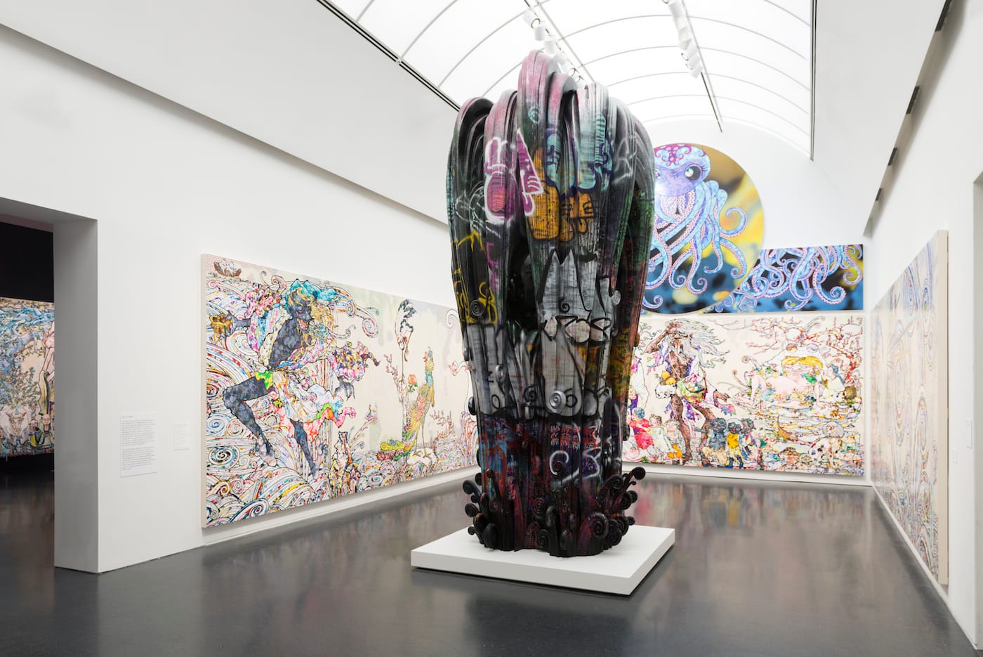 Installation view, Takashi Murakami: The Octopus Eats its Own Leg at the MCA Chicago (photo by Nathan Keay, © MCA Chicago)
