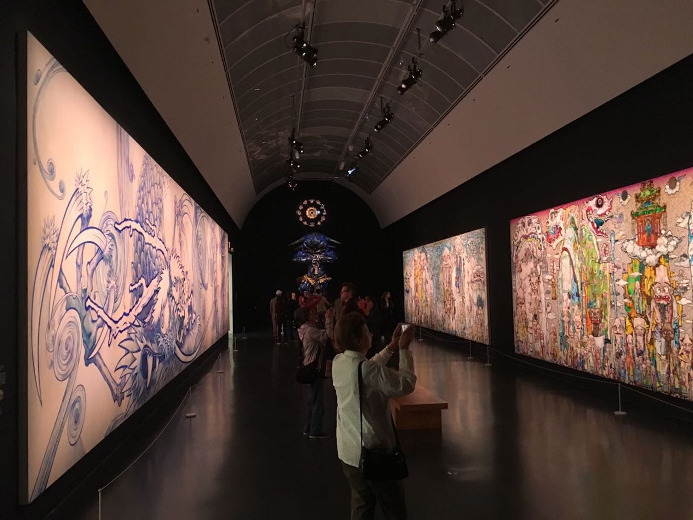 Installation view, Takashi Murakami: The Octopus Eats its Own Leg at the MCA Chicago (photo by the author for Hyperallergic)