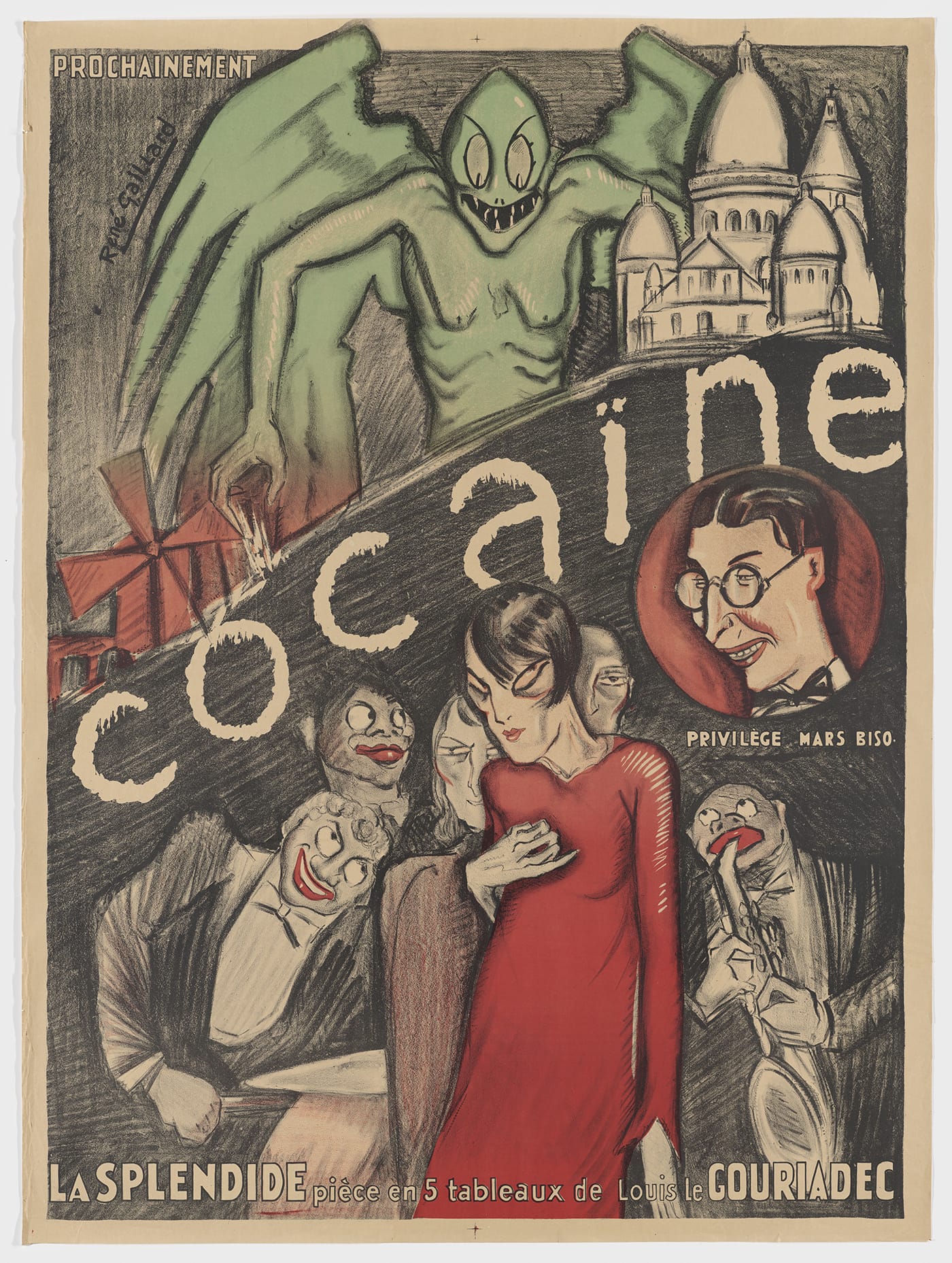 "Cocaine: la splendide pièce en 5 tableaux de Louis le Gouriadec" (1925-26), color lithograph on paper, LSD Library Poster Collection (MS Am 3135) (courtesy Houghton Library, Harvard University)