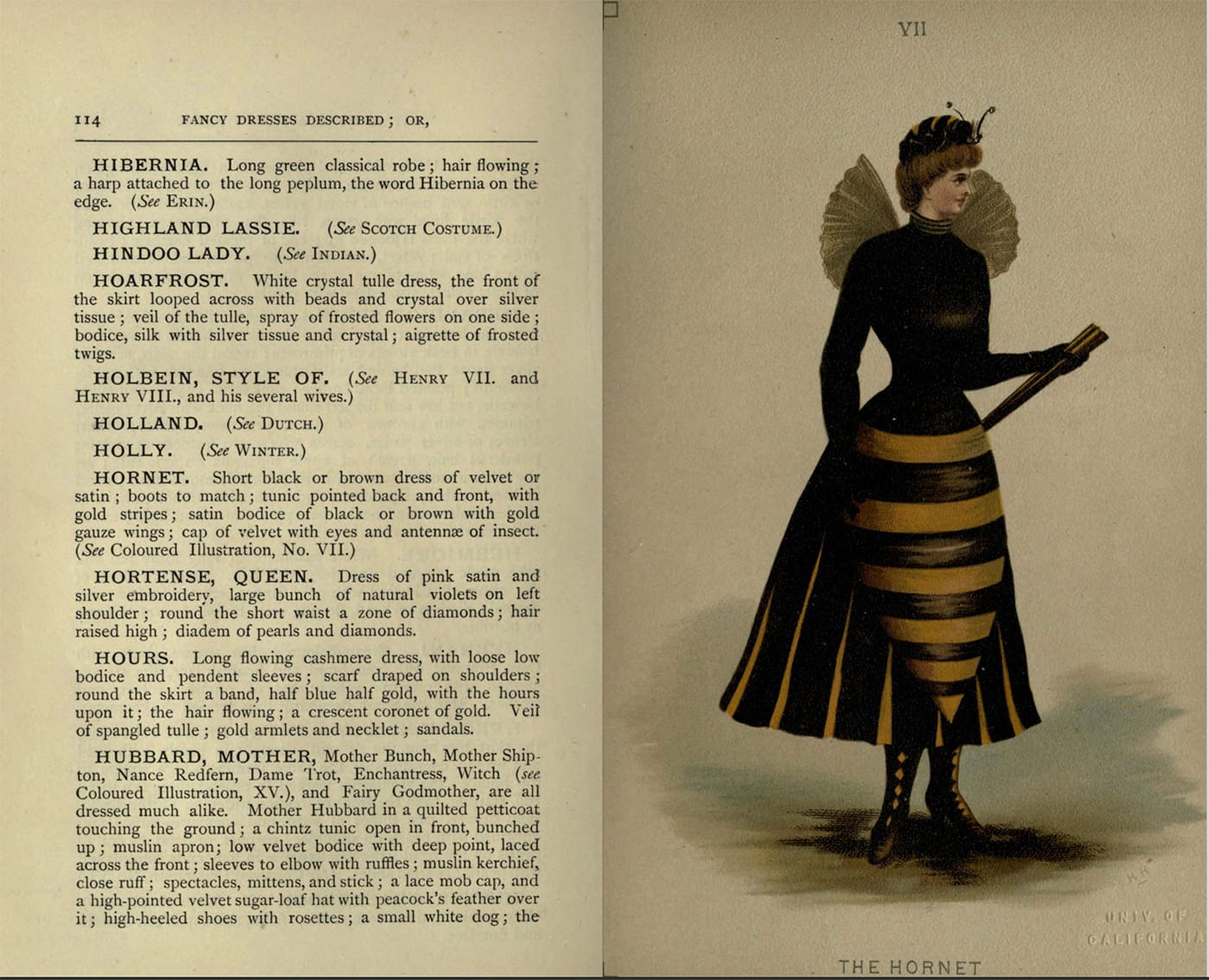 Costume for the Hornet from Fancy dresses described : or, What to wear at fancy balls (1887) (via Internet Archive)