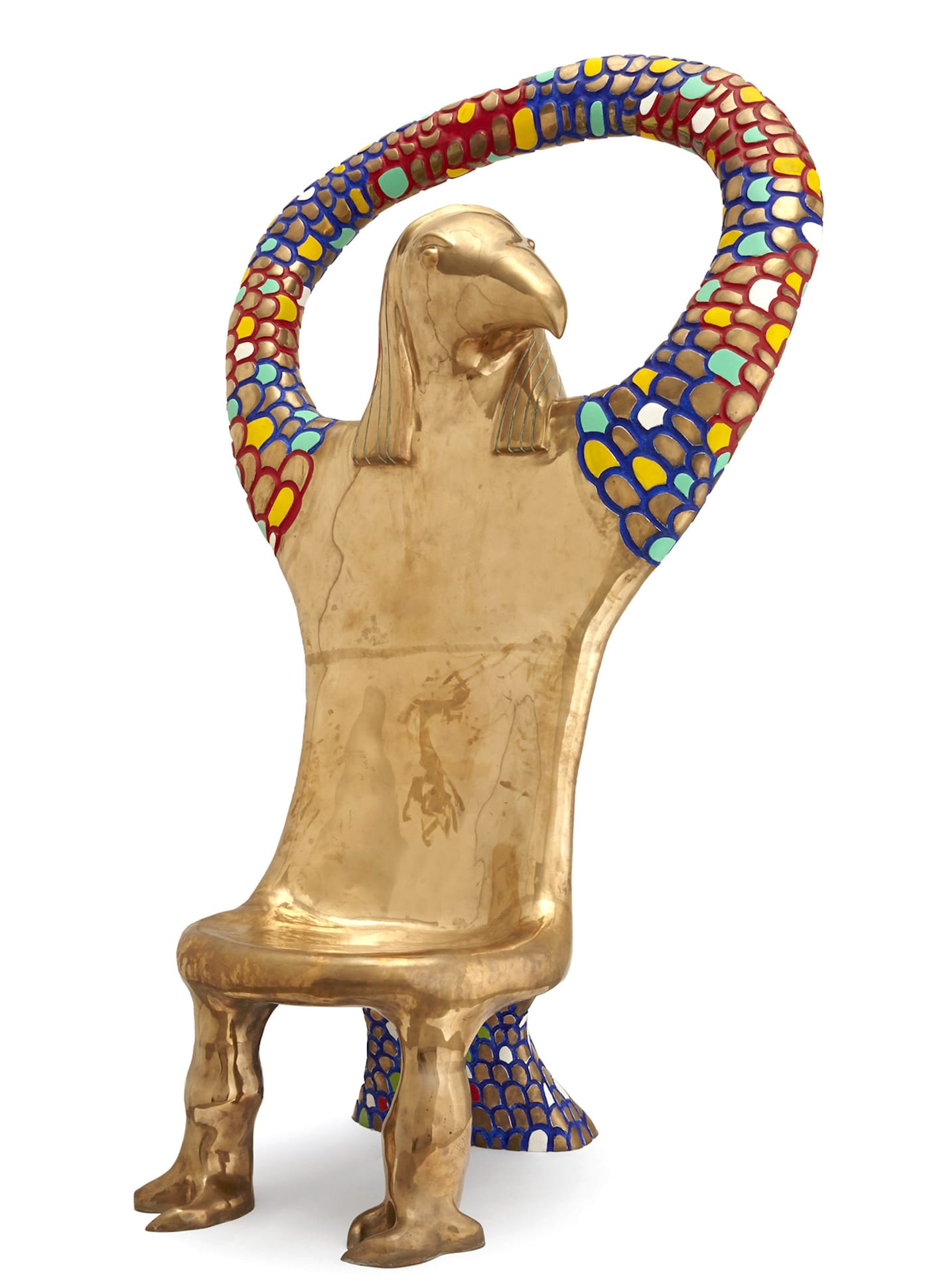 Niki de Saint Phalle, "Horus" (1990), polyester, polyurethane paint, stained and mirrored glass, 90.5 x 55.1 x 63 in (courtesy of Salon 94, New York; © 2017 NIKI CHARITABLE ART FOUNDATION, all rights reserved; photo by Laurent Condominas)