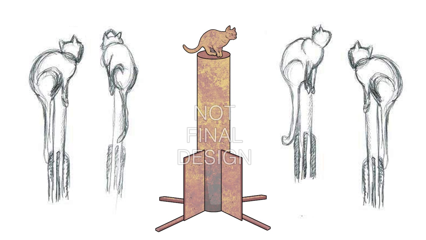 Sketches for a potential statue of Félicette (courtesy Matthew Serge Guy)