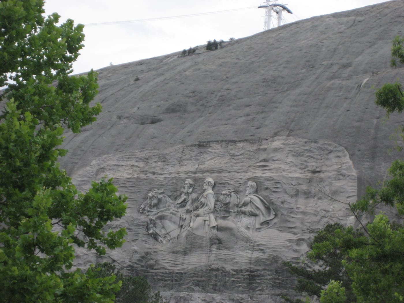 The Stone Mountain Confederate Memorial Carving (photo by Abhijitsathe, via Wikimedia Commons)