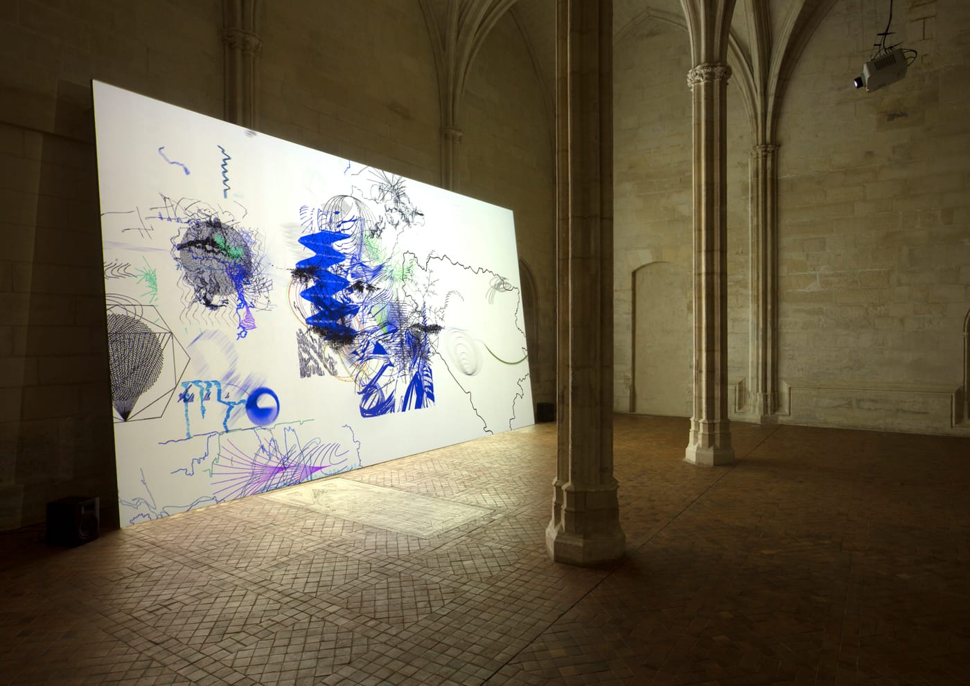 Installation view of "Climat Général" by Claire Malrieux at the Collège des Bernardins (© Vinciane Lebrun-Verguethen/Voyez-Vous)