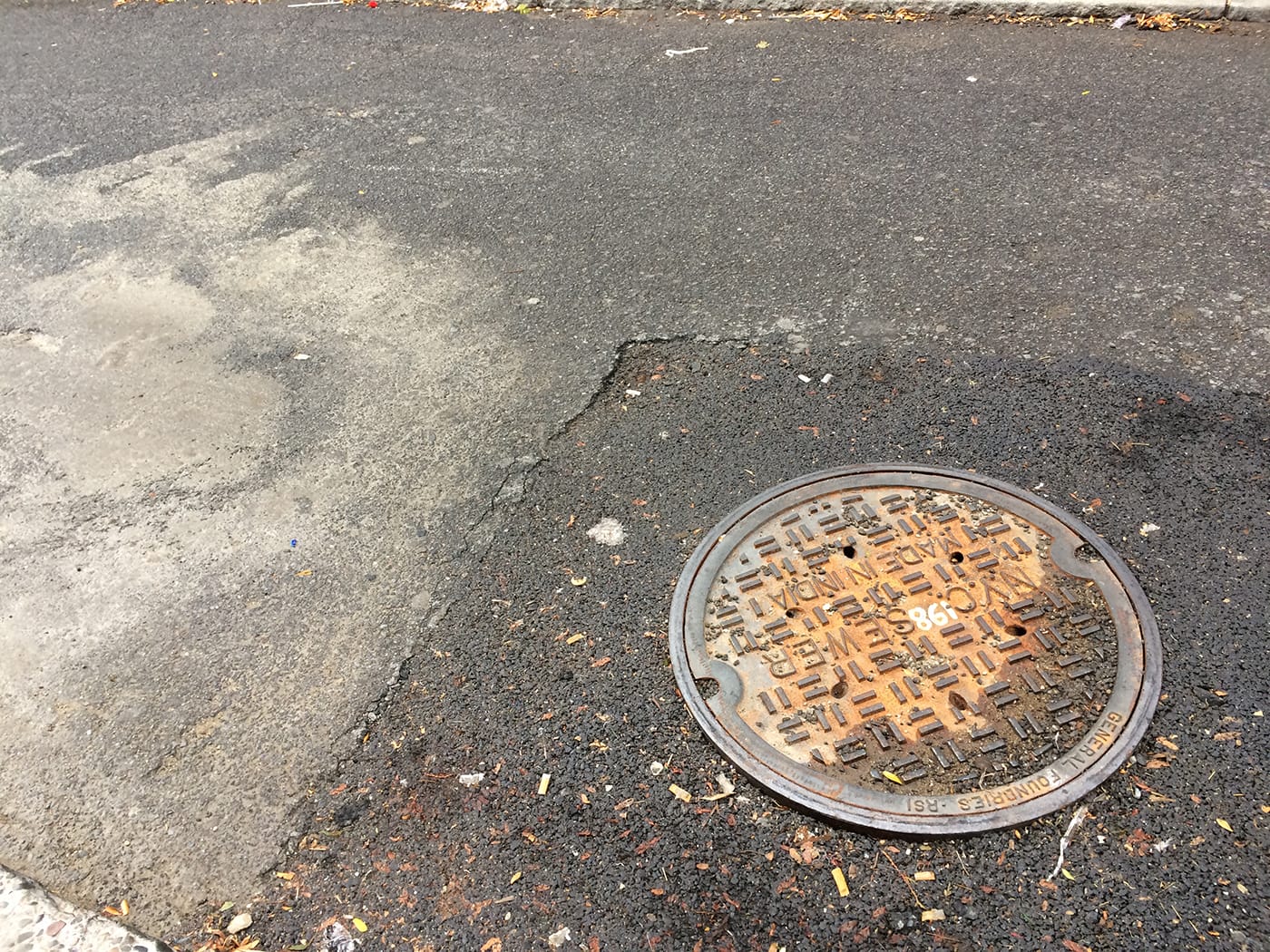 The new manhole cover at the former site of the Croton Aqueduct cover