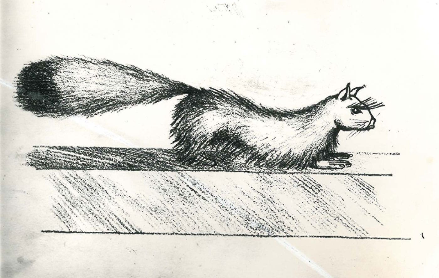 "Harry Price commissioned artist George Scott to draw a sketch of Gef, based on the Irvings' descriptions of him. But on being shown the sketch, Gef strongly objected, saying: 'That ain't me! Looks more like a llama!'," from <em>Gef!: The Strange Tale of an Extra-special Talking Mongoose</em> (courtesy Strange Attractor)