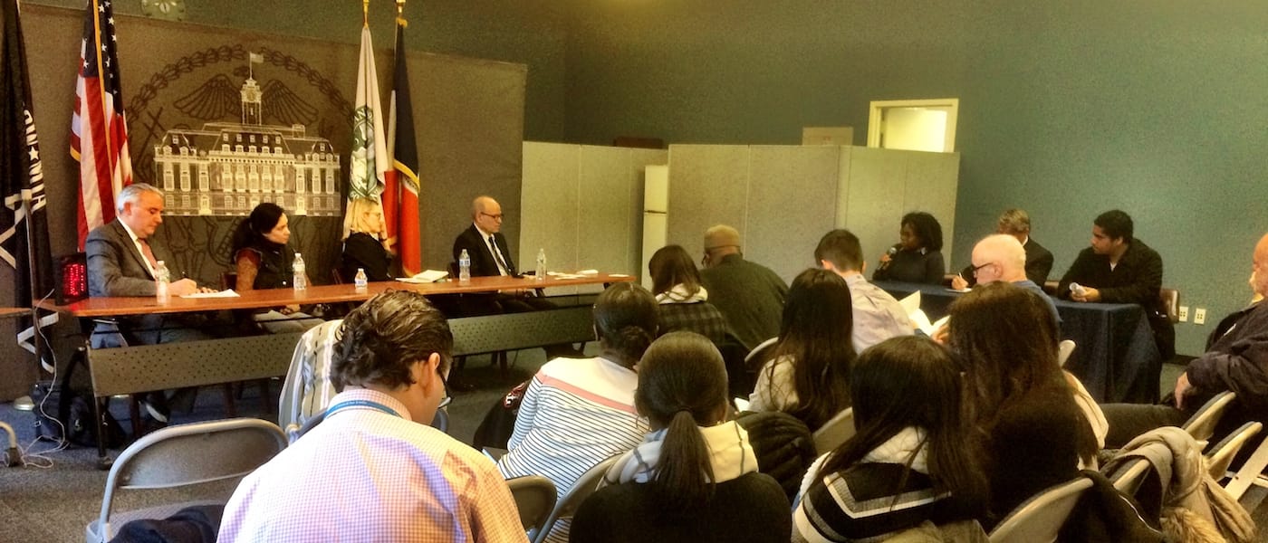 Attendees and presenters at yesterday’s public Mayoral Advisory Commission on City Art, Monuments, and Markers hearing at Staten Island Borough Hall (photo by the author for Hyperallergic)