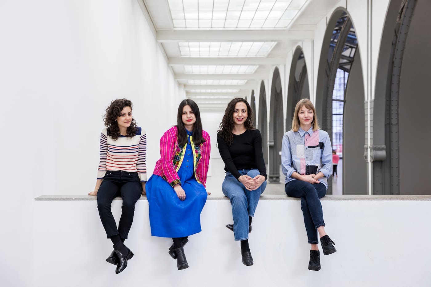 The artists shortlisted for the 2017 Preis der Nationalgalerie: Jumana Manna, Sol Calero, Iman Issa, Agnieszka Polska (from left to right) (photo by David von Becker, courtesy Preis der Nationalgalerie 2017)