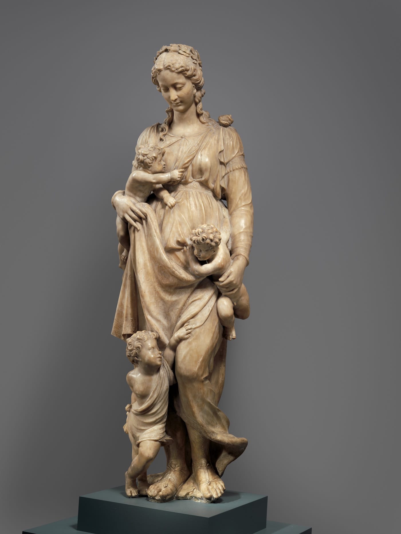 Circle of Jacques du Broeucq, "Charity" (Northern French or Flemish, mid-16th century), alabaster, traces of gilding (courtesy Metropolitan Museum of Art)