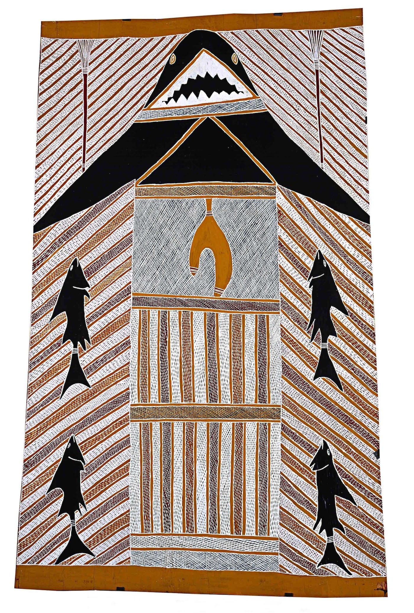 Bul’manydji at Gurala, Bunbatjiwuy Dhamarrandji (1948–2016), ANMM Collection (Purchased with the assistance of Stephen Grant of the GrantPirrie Gallery, reproduced courtesy of the artist and Buku-Larrŋgay Mulka Art Centre)