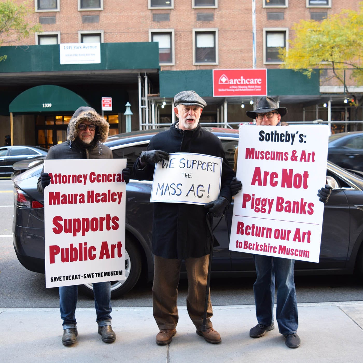 Protesters opposing Sotheby's planned sale of works from the Berkshire Museum collection