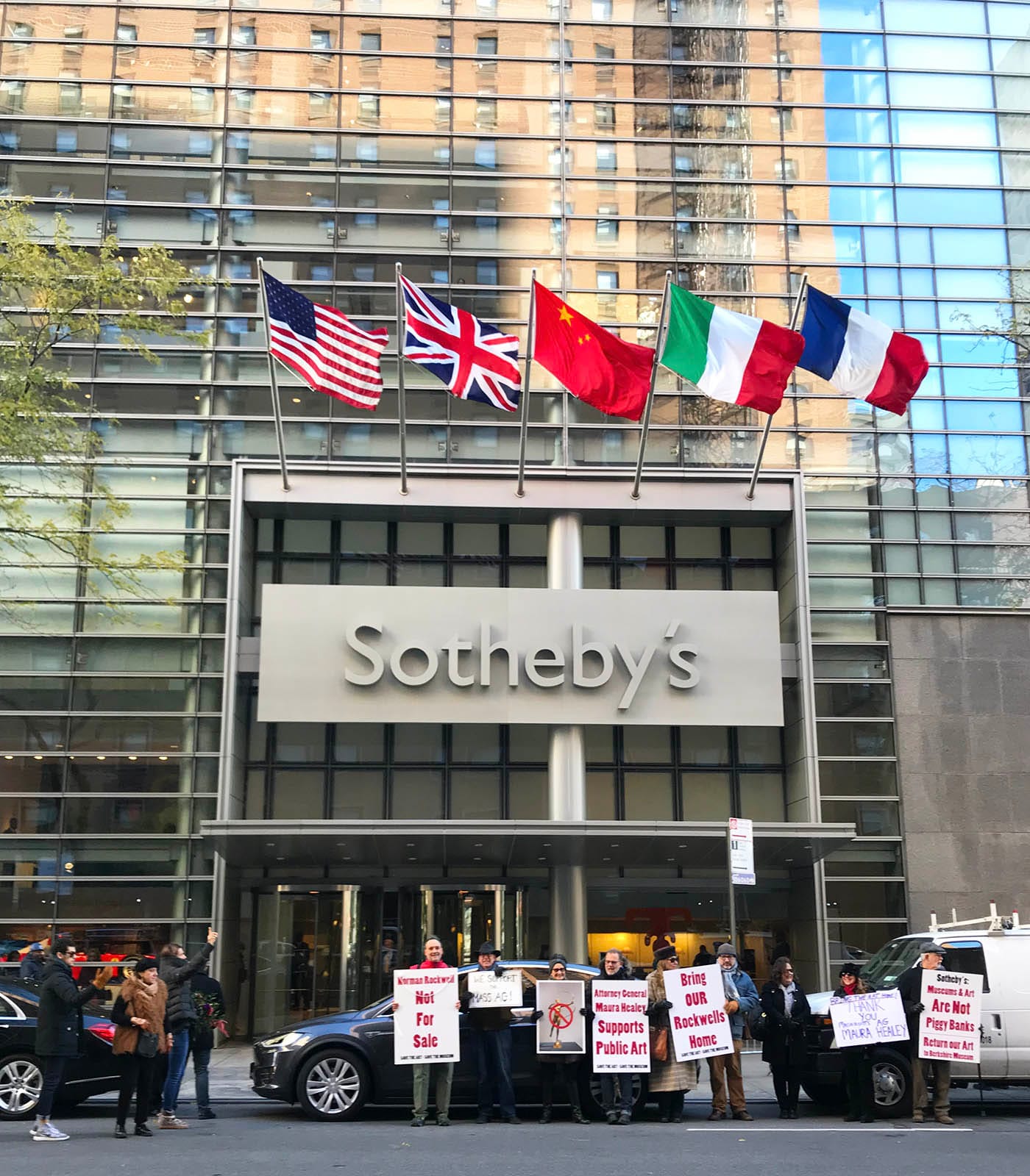 Protesters opposing Sotheby's planned sale of works from the Berkshire Museum collection