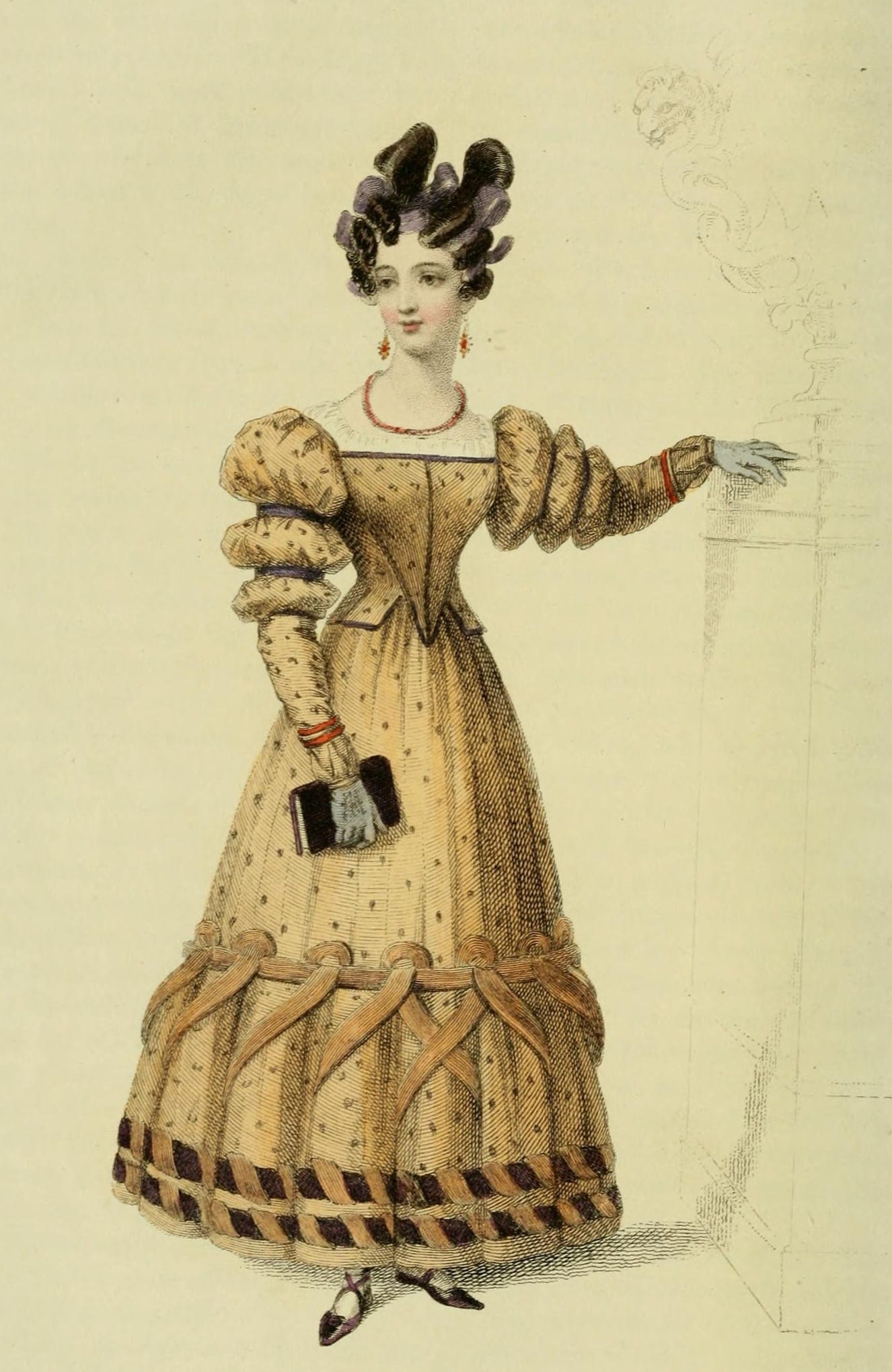 A woman style "à la Girafe," from The Repository of Arts, Literature, Fashions &c. Third Series, Volume 10 (courtesy Internet Archive, via The Guardian)