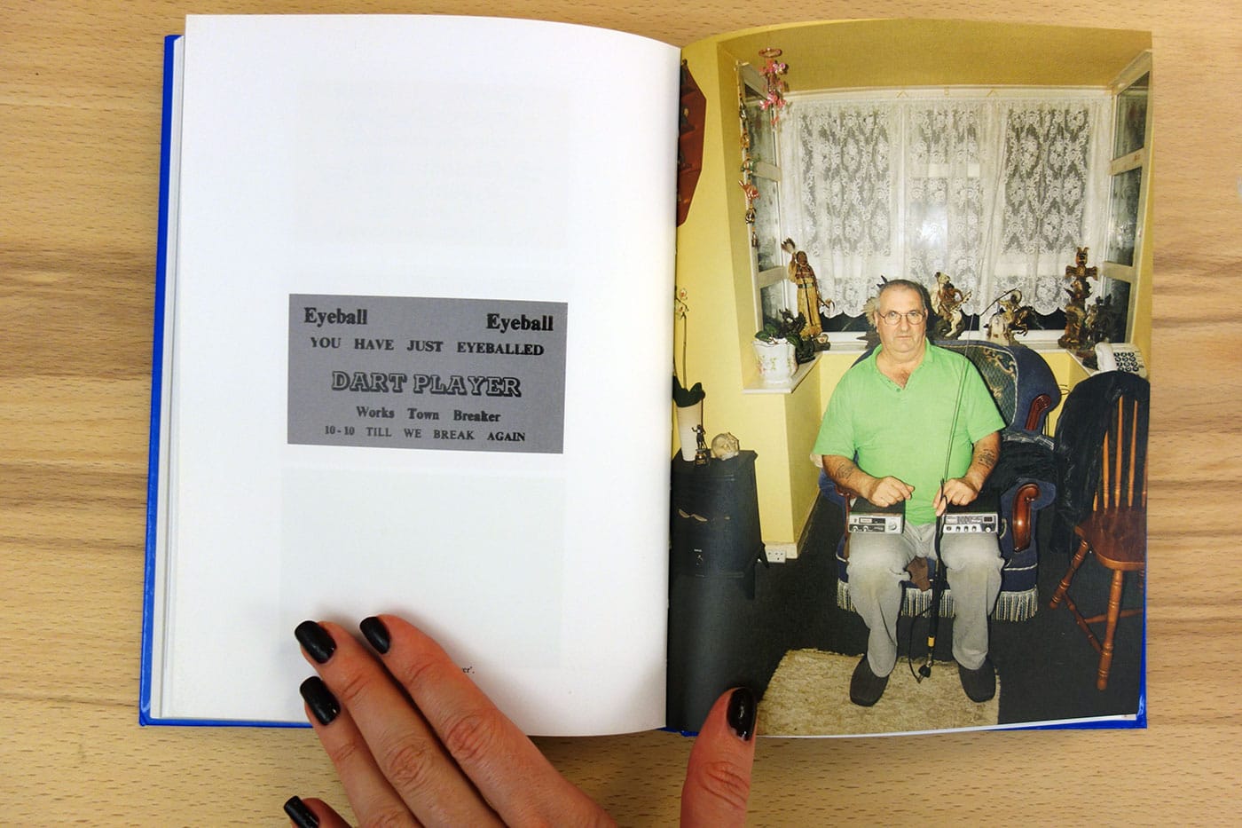 Pages from <em>Eyeball Cards The Art of British CB Radio Culture</em> (photo of the book for Hyperallergic)