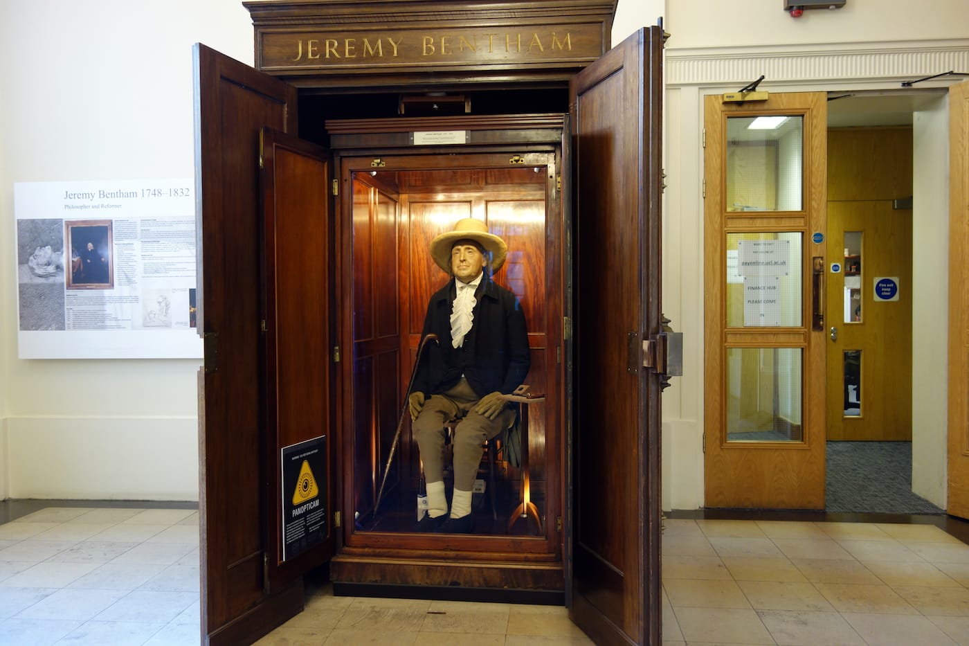 Jeremy Bentham in his auto-icon cabinet