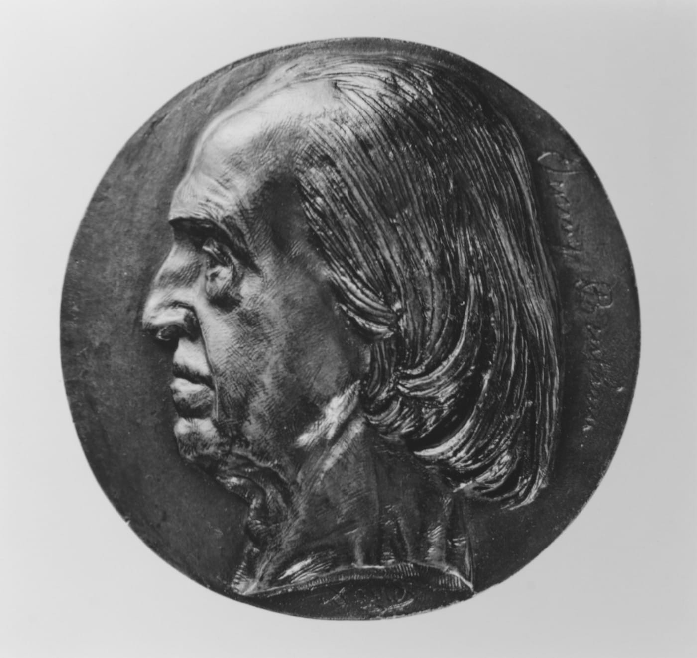 "Jeremy Bentham" (France, modeled 1830, cast in bronze before 1844), medalist: Pierre Jean David d'Angers, cast by Eck et Durand (courtesy Metropolitan Museum of Art)