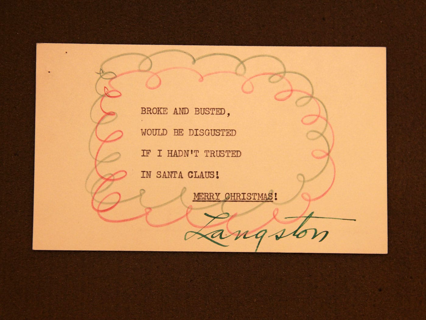 Langston Hughes 1950 typewritten poem (courtesy Beinecke Rare Book and Manuscript Library, Yale University)