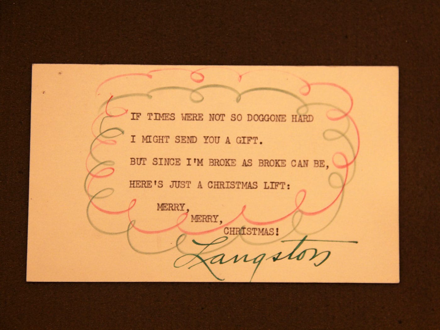 Langston Hughes 1950 typewritten poem (courtesy Beinecke Rare Book and Manuscript Library, Yale University)