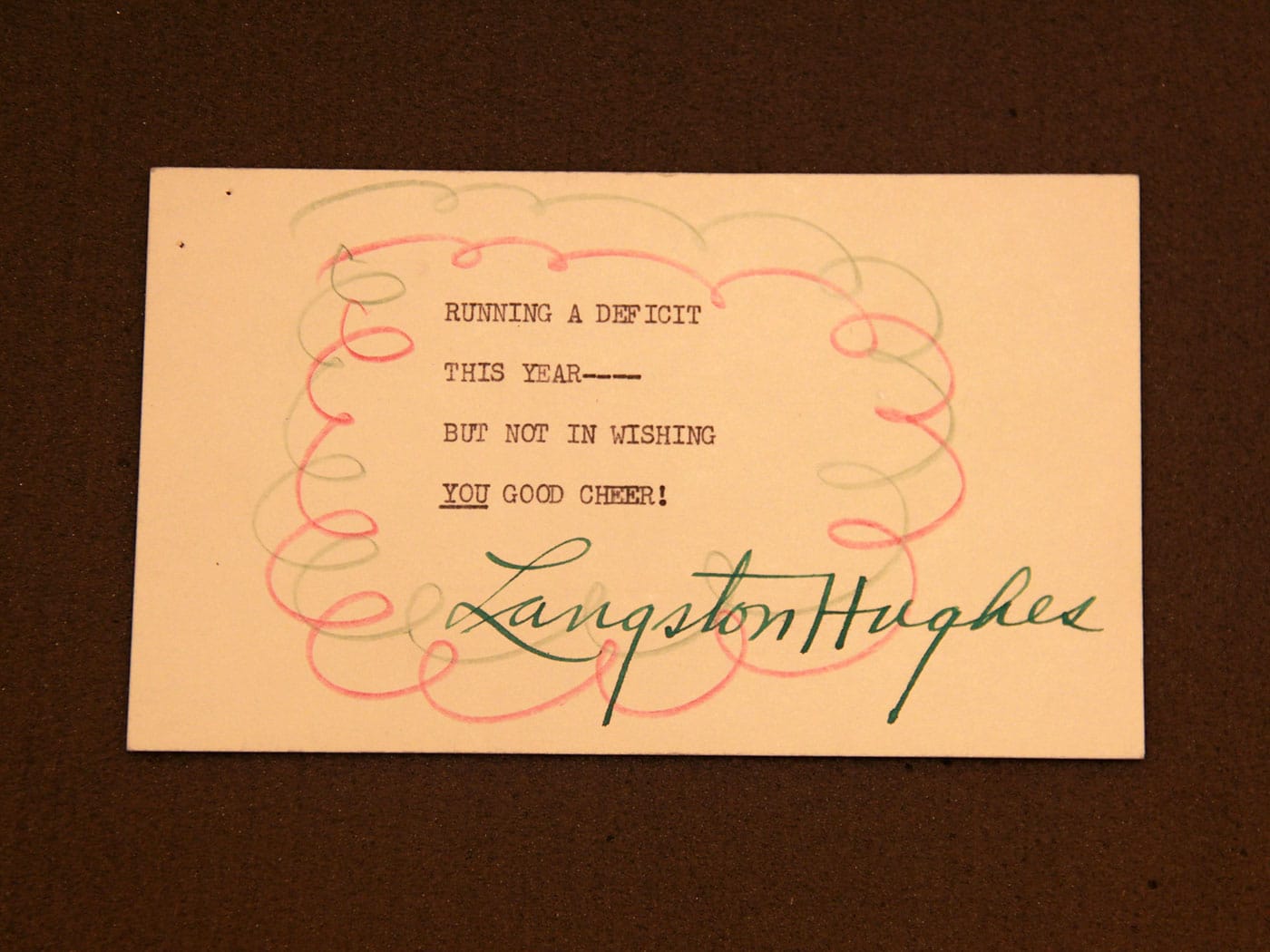 Langston Hughes 1950 typewritten poem (courtesy Beinecke Rare Book and Manuscript Library, Yale University)