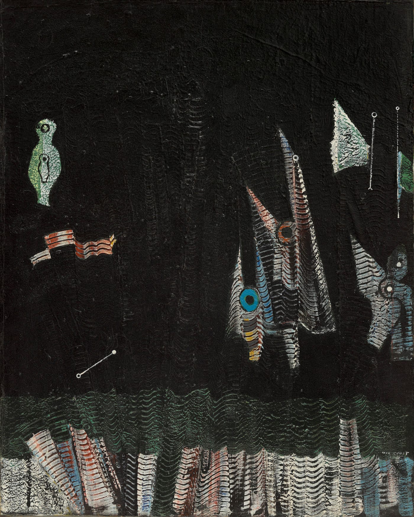 Max Ernst, "Birds above the Forest" ("Oiseaux au-dessus de la forêt," 1929), oil on canvas, 31 3/4 x 25 1/4 in, the Museum of Modern Art, New York, Katherine S. Dreier Bequest, 1953 (photo by John Wronn, © 2017 Artists Rights Society/ARS, New York / ADAGP, Paris)