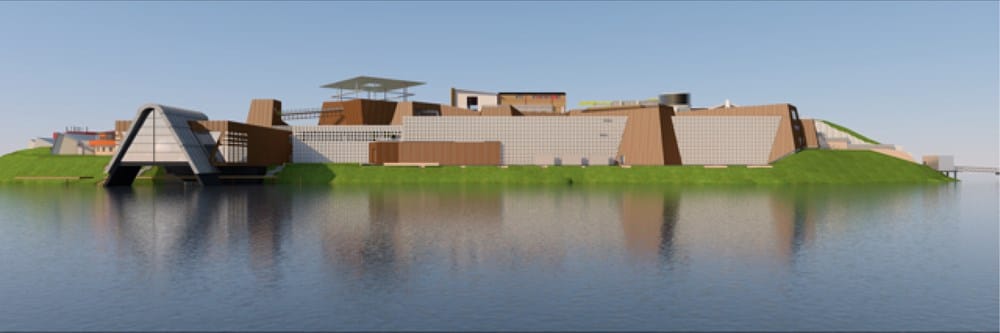 A rendering of the new Pharos wing of the Museum of Old and New Art (courtesy of Fender Katsalidis Architects)