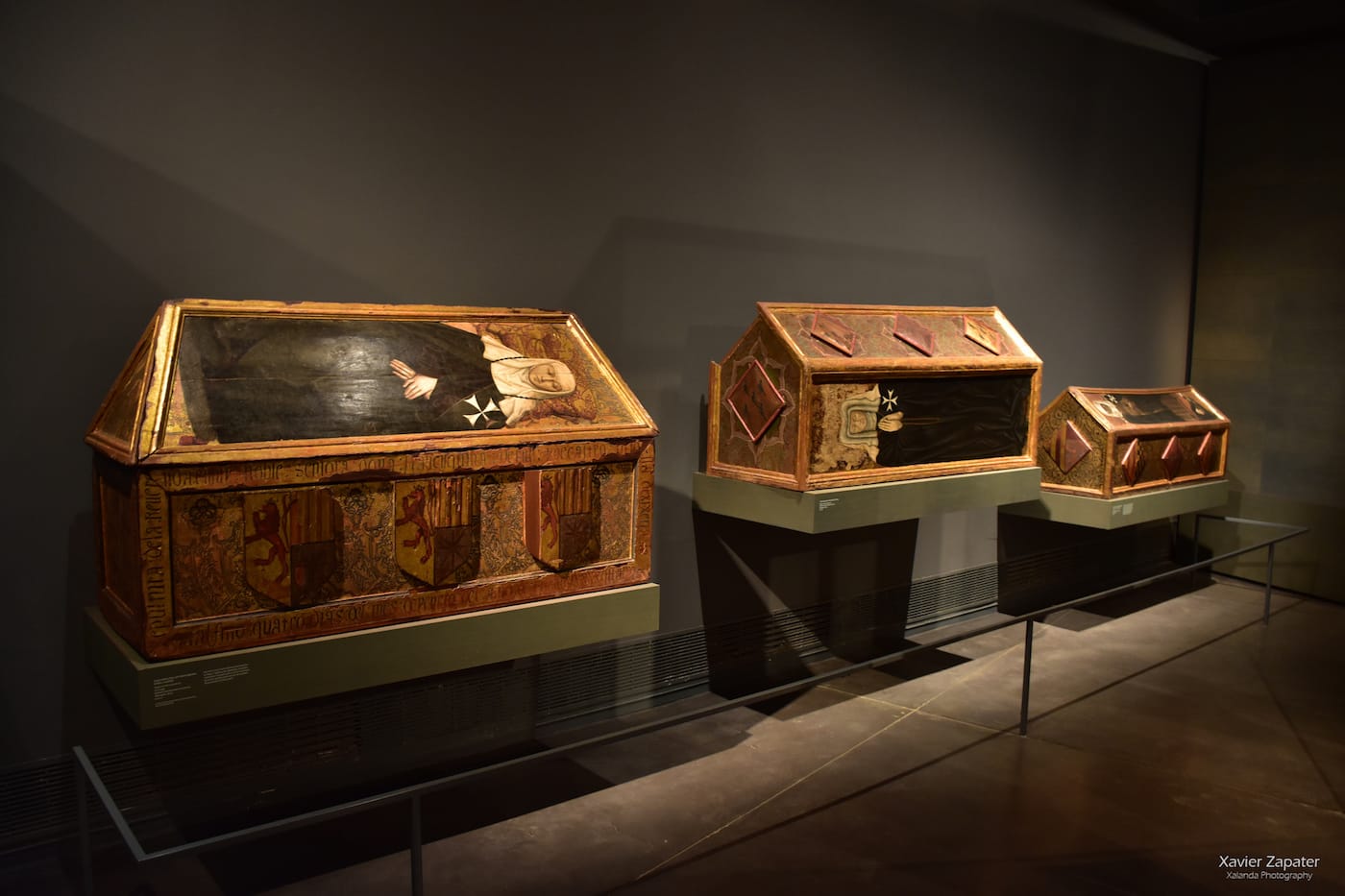 Some of the painted wooden coffins at the Museu de Lleida whose ownership is disputed (photo by Xavier Zapater/Flickr, © Lleida Museum)