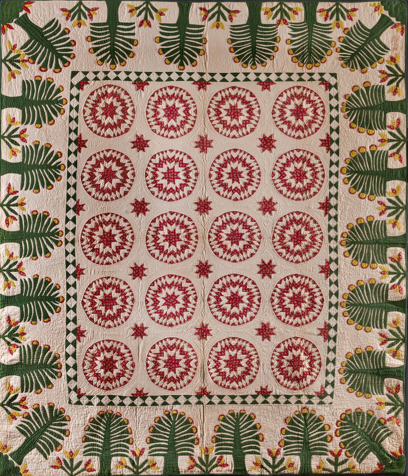 Elsey A. Halstead, "Rising Star Variation Quilt" (Minisink (now Middletown), New York, 1848), cotton, 100 × 85 inches (courtesy American Folk Art Museum, gift of Kathryn Trotta Kane and family in memory of their grandmother Margaret Halstead Minch)