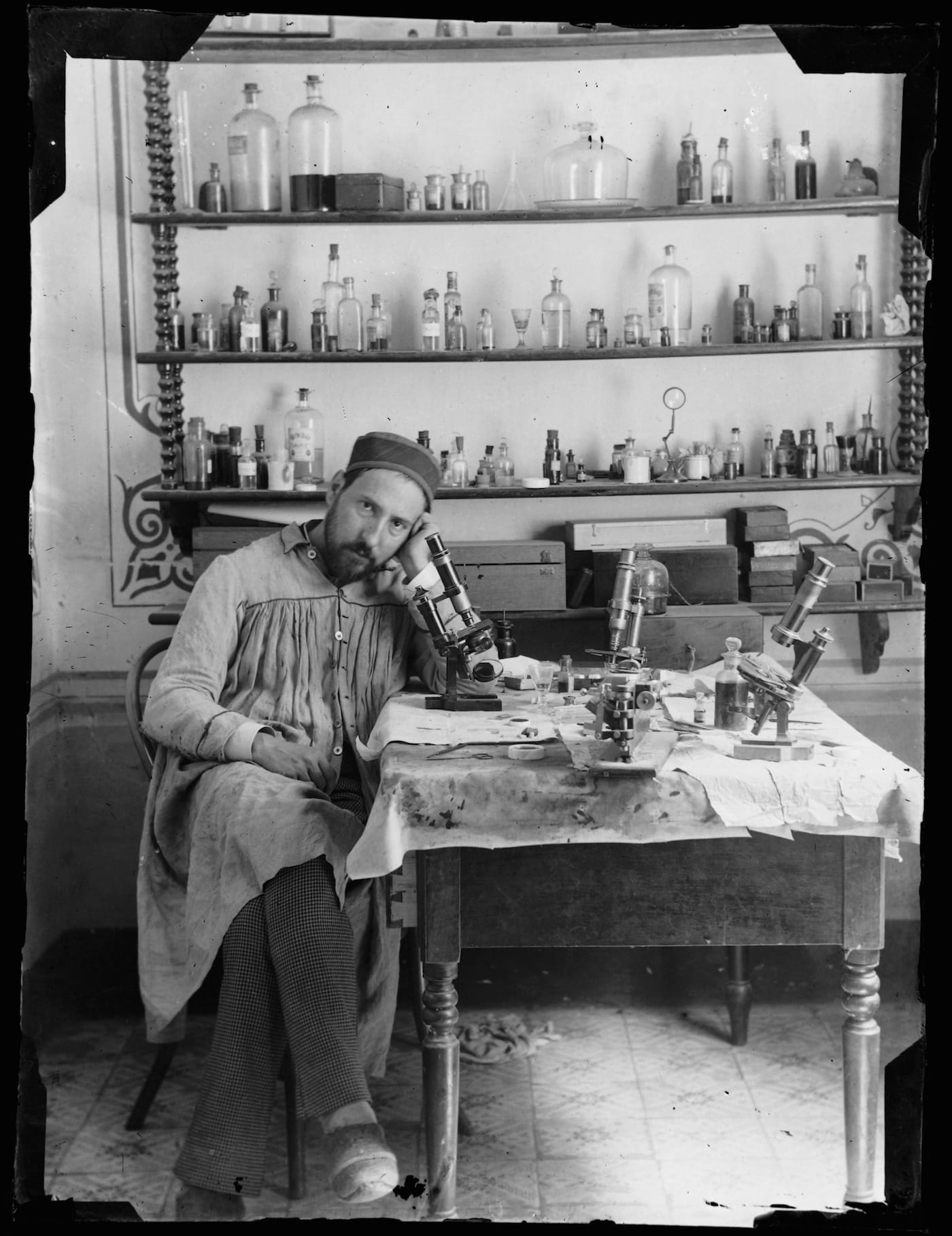 Santiago Ramón y Cajal, self-portrait in his laboratory in Valencia when he was in his early 30s (1885) (courtesy Cajal Institute (CSIC), Madrid)