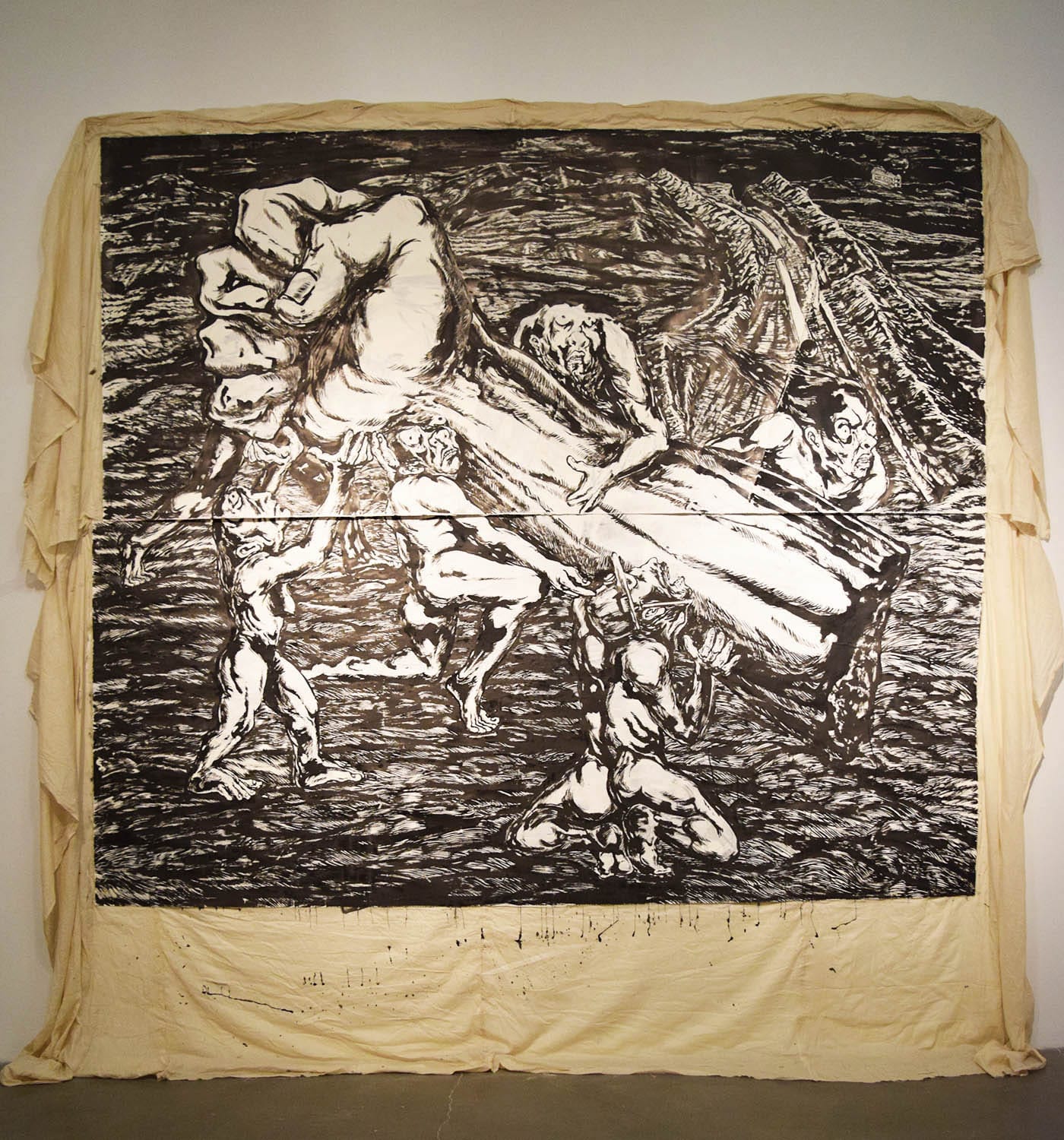 Detail of Anupam Roy, "Surfaces of the Irreal" (2018), mixed mediums