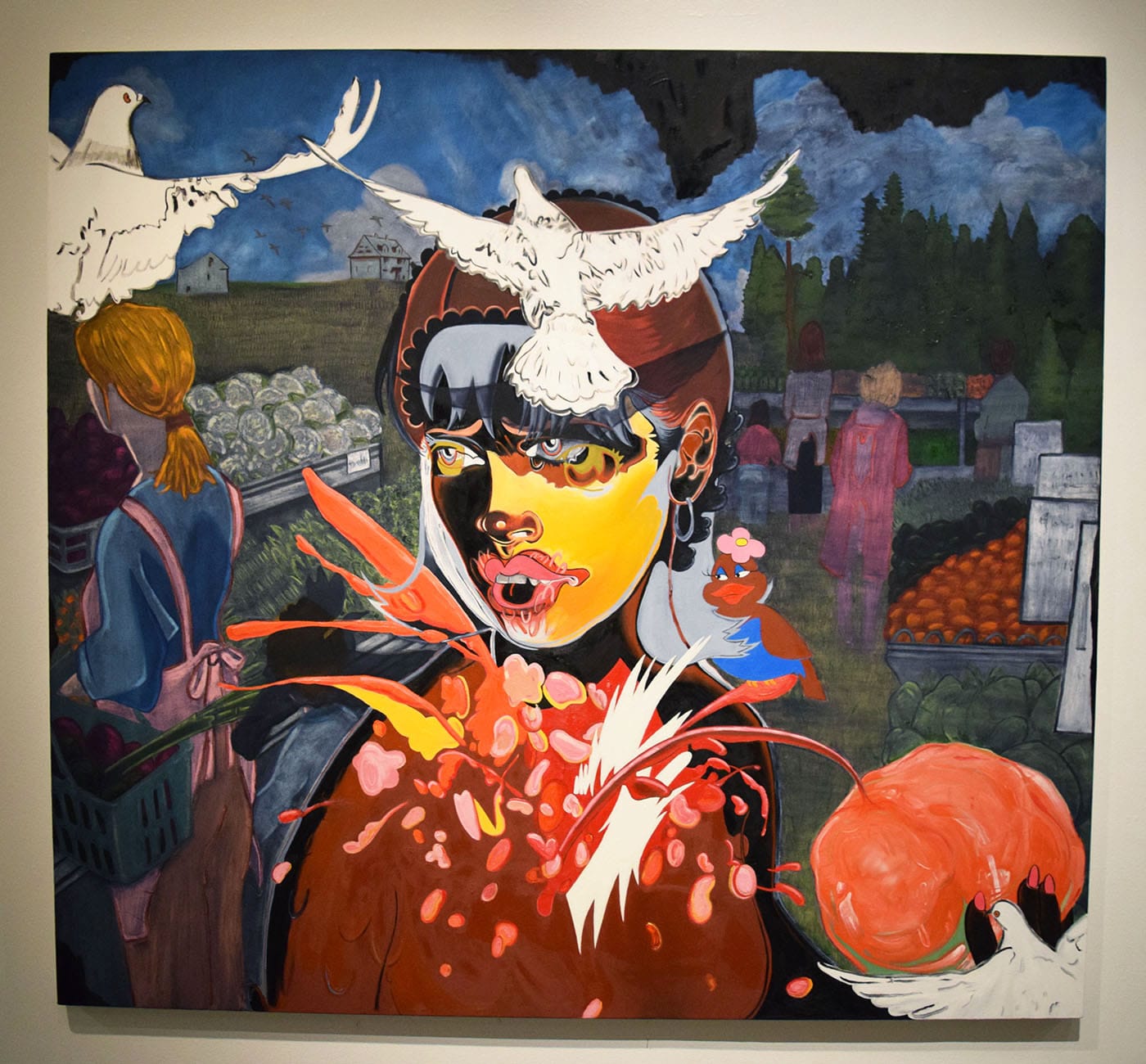 Janiva Ellis, "Curb Check Regular, Black Chick" (2018), oil on canvas