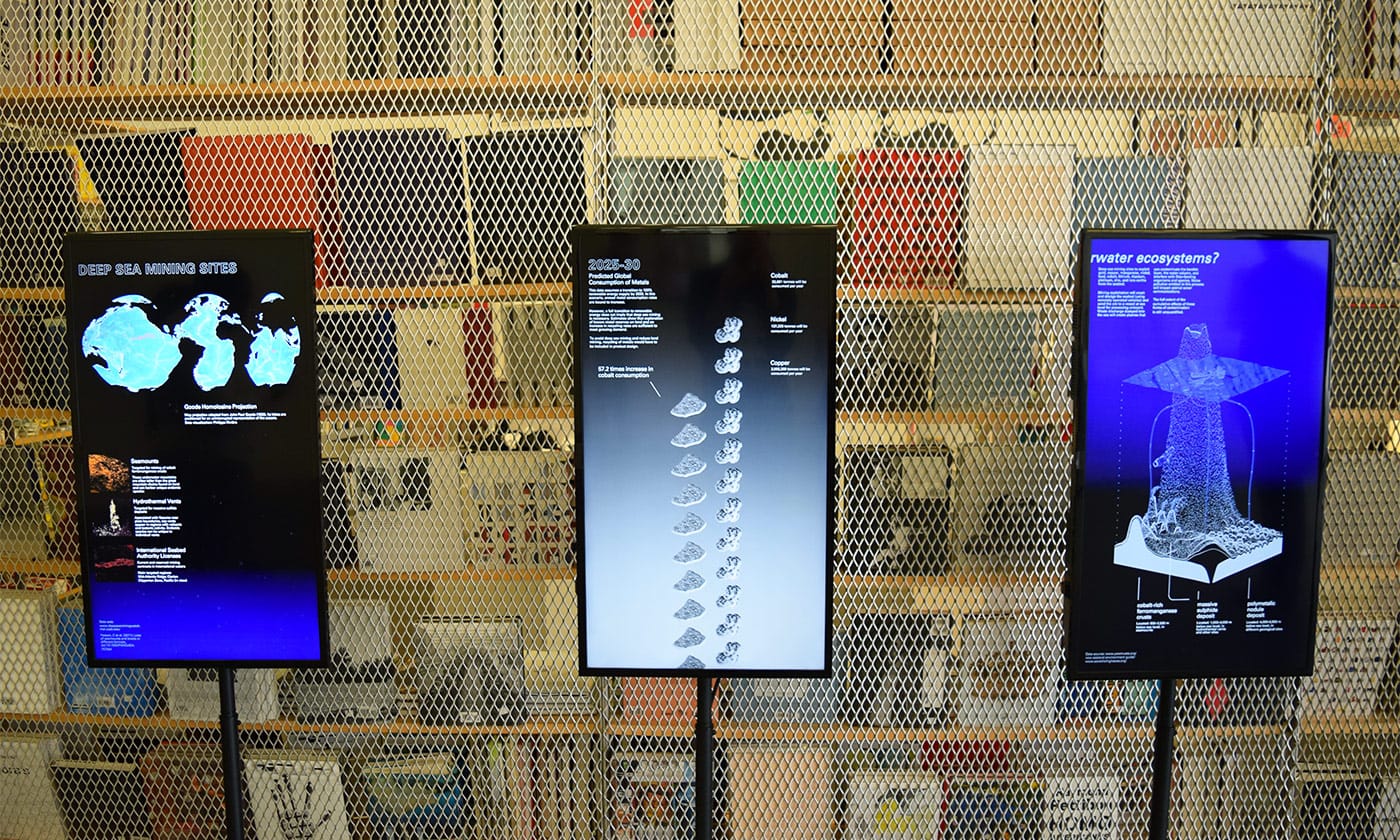 Inhabitants with Margarida Mendes, "What Is Deep Sea Mining? Graphics for a Campaign" (2018), looped digital animations; data visualization by Philippe Rivière and animations by Herma Films