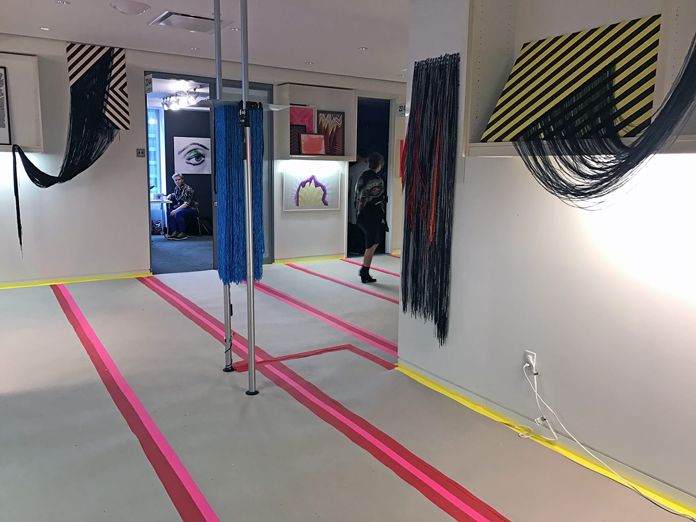 Works by Liz Collins, curated by Spring Break organizers Ambre Kelly and Andrew Gori, at the 2017 edition (photo by Hrag Vartanian/Hyperallergic)