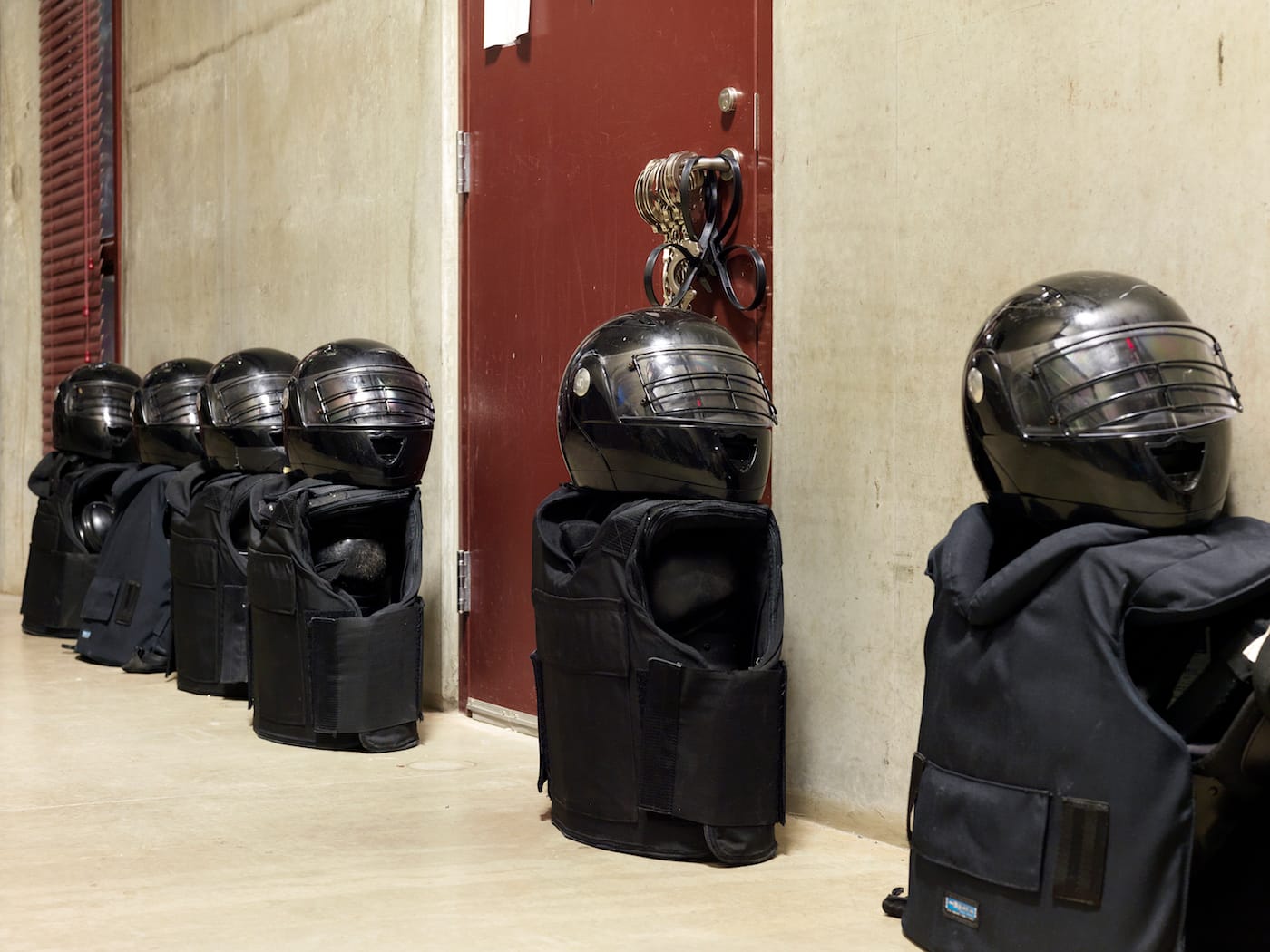 Edmund Clark, "Camp 6, Immediate Response Force equipment," from the series Guantanamo: If the Light Goes Out (2009) (© Edmund Clark)