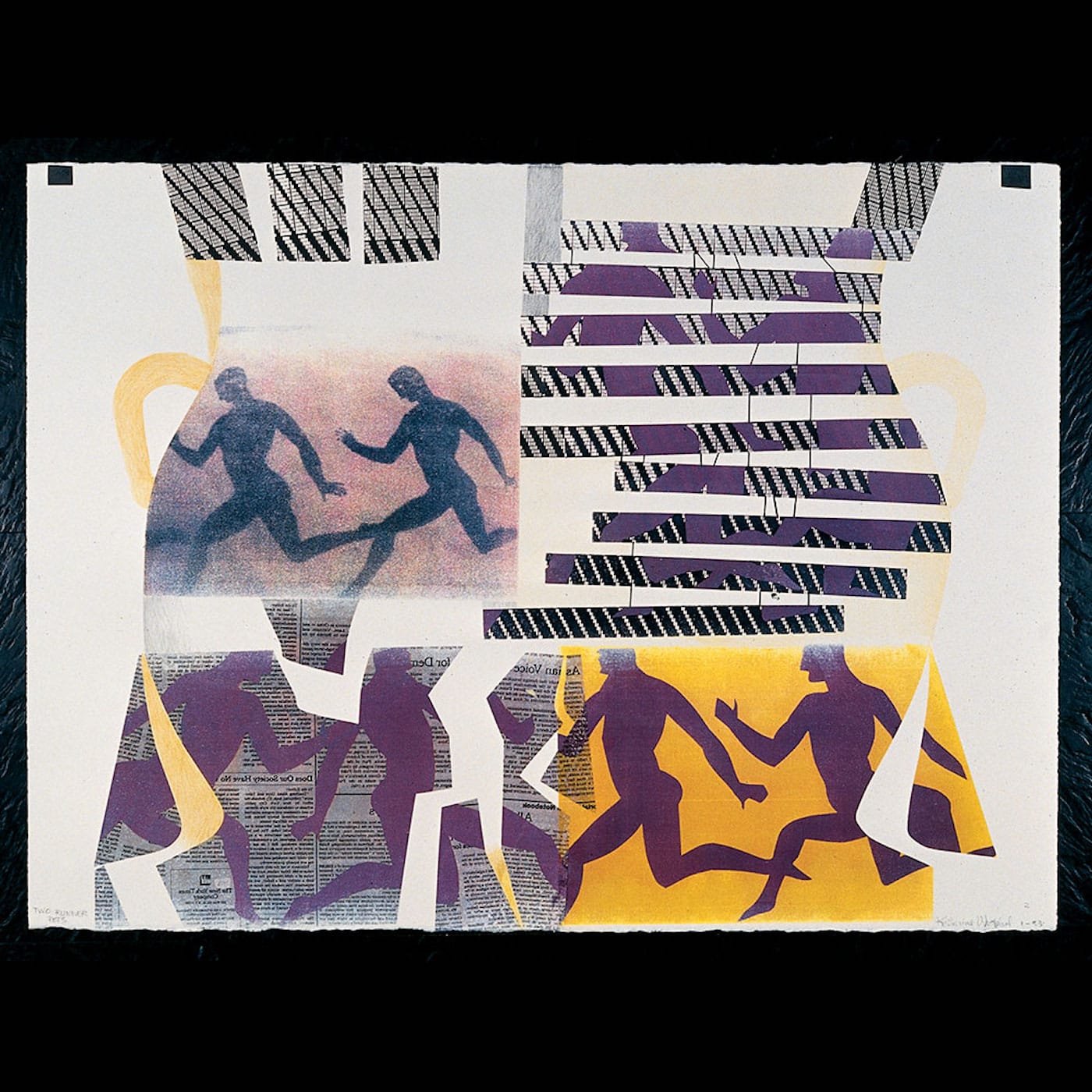 Katherine Westphal, "Two Runner Pots" (1993), heat transfer photo copy collage drawing, 22 x 30 in (photo by Tom Grotta, courtesy of browngrotta arts)