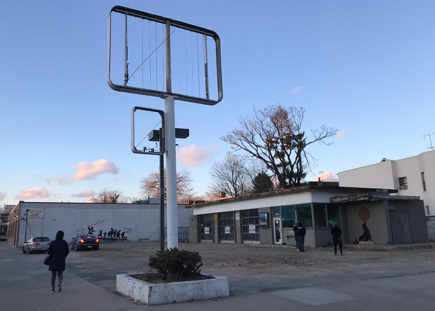 The site of the two Banksy murals in Midwood, Brooklyn