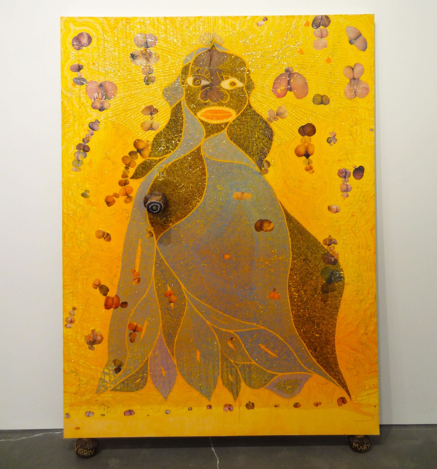 Chris Ofili, "The Holy Virgin Mary" (1996) (photo by the author for Hyperallergic)