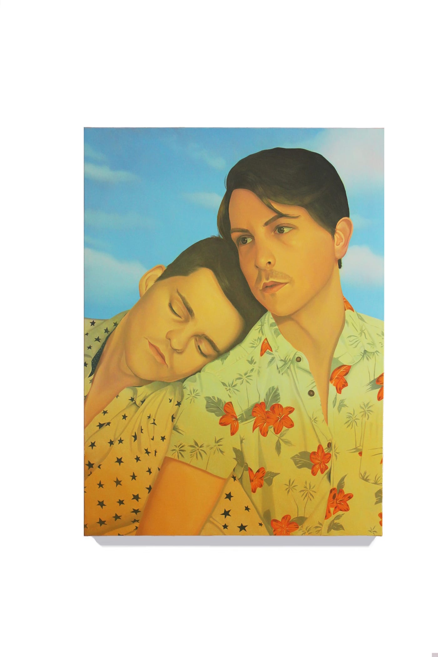 Danny Ferrell, "Fred and Adam" (2018), oil on canvas, 38 x 28 in (courtesy Galerie Pact)
