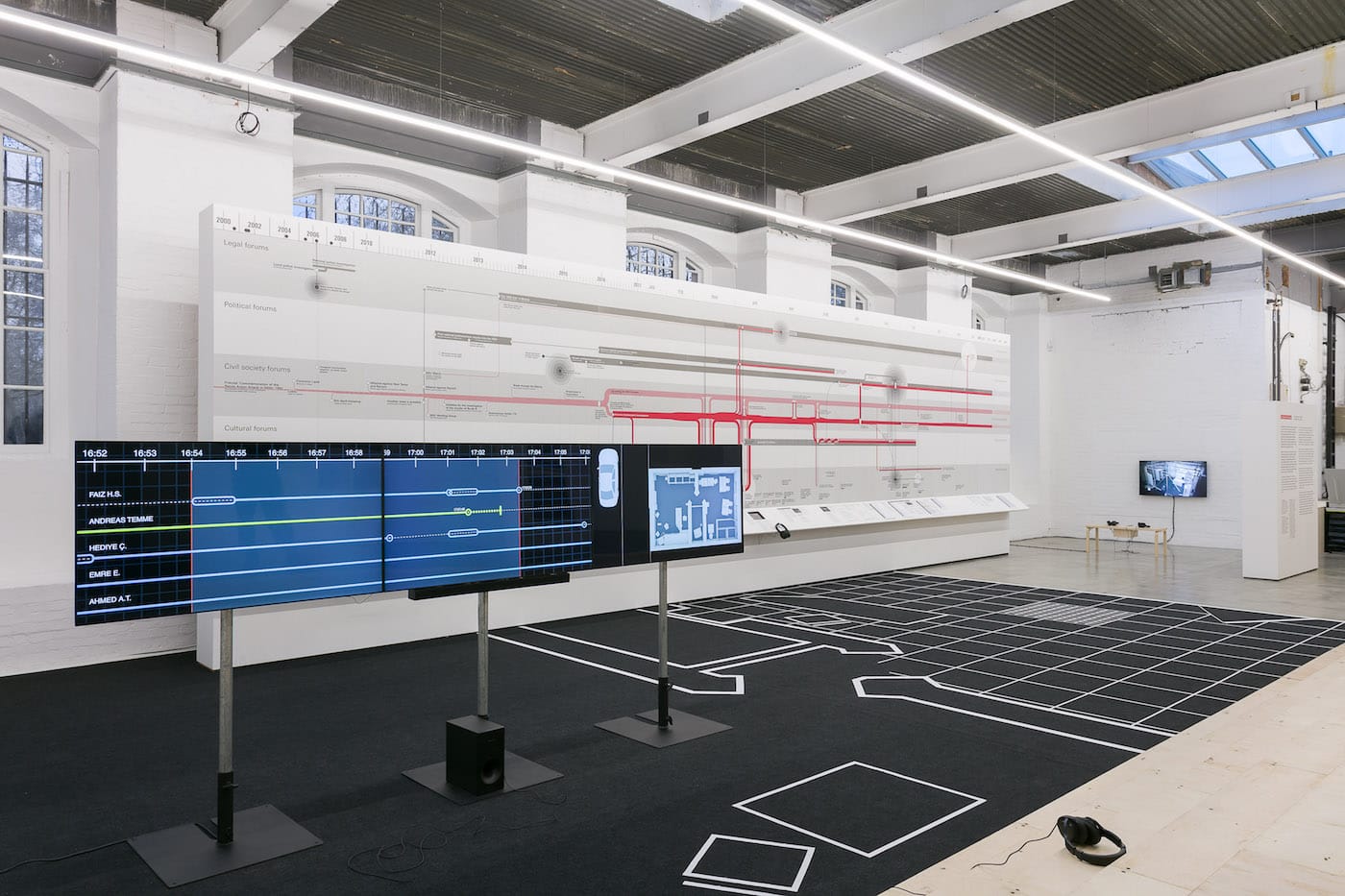 Installation view of Counter Investigations: Forensic Architecture at the Institute of Contemporary Arts, London (photo by Mark Blower)