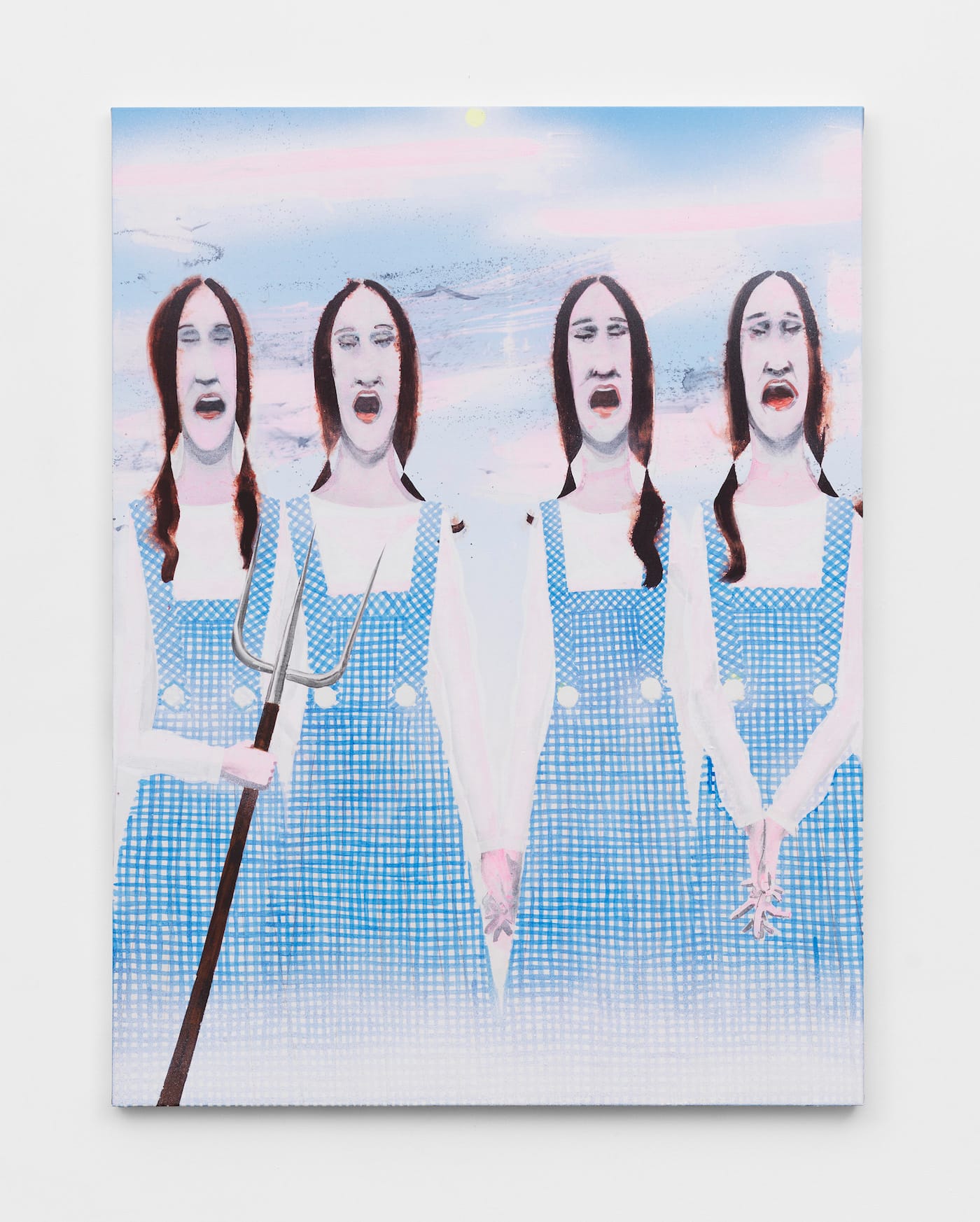 Barnaby Furnas, "The Quartet" (2018), dispersed pigments, acrylic, colored pencil, pencil on linen, 38 1/2 x 51 in (courtesy of the artist and Marianne Boesky Gallery, New York and Aspen; © Barnaby Furnas; photo by Object Studies)