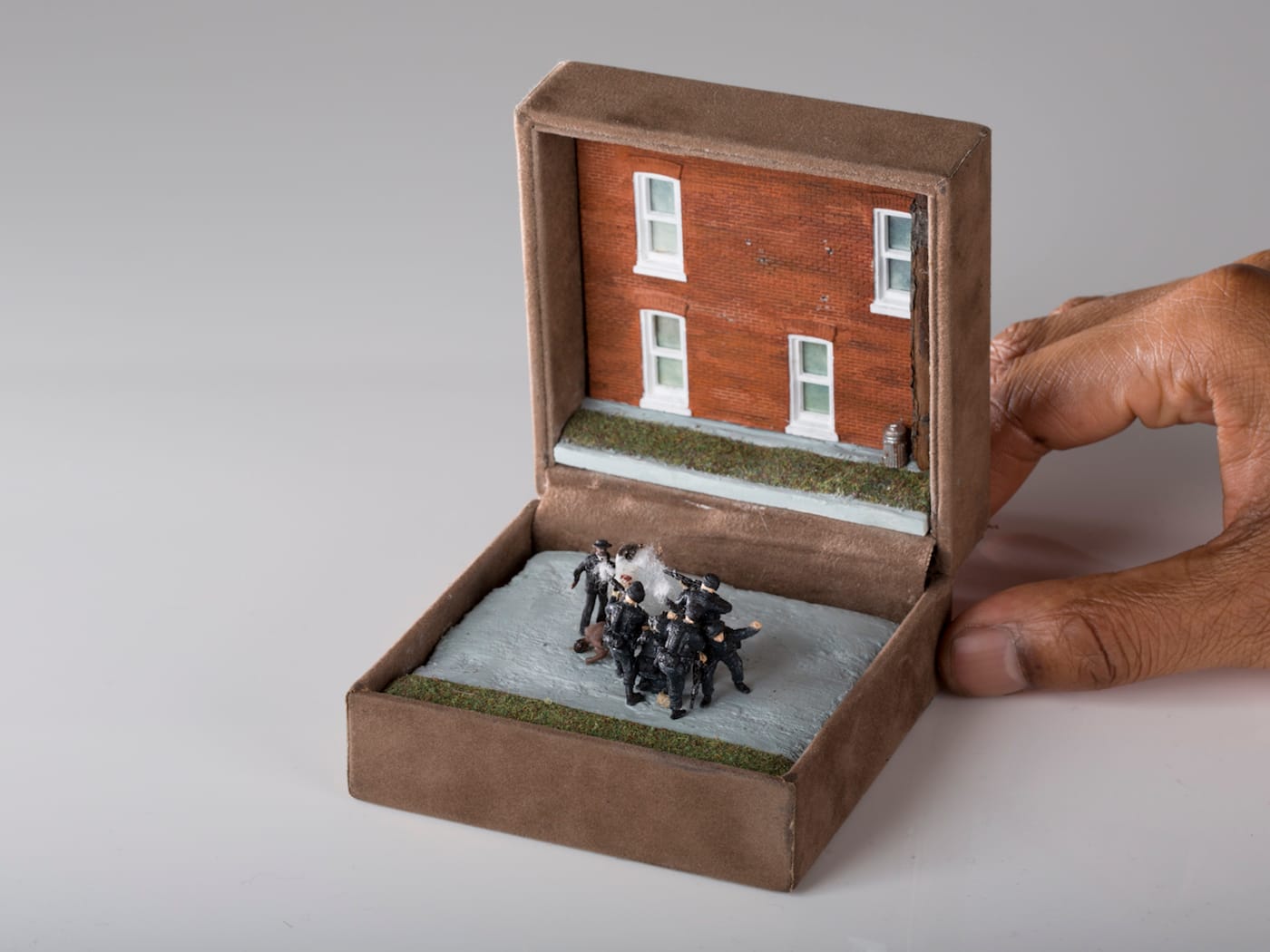 Curtis Tawlst Santiago, "The Execution of Unarmed Blacks" (2015), mixed media diorama in reclaimed jewelry box (image courtesy of the artist and Ebony Patterson)