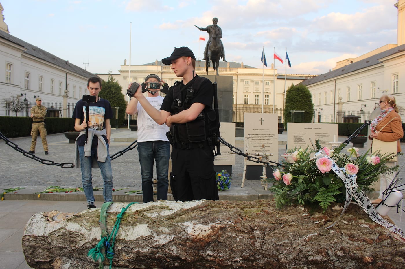 Pawel Althamer's sculpture for Lech Kaczyński in front of the Presidential Palace in Warsaw, Poland