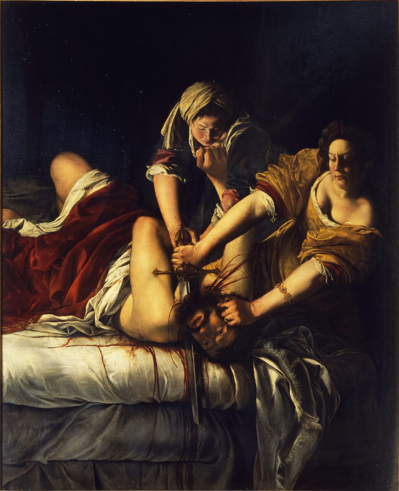 Artemisia Gentileschi, "Judith Beheading Holofernes" (1614–20), Uffizi Gallery (image via Wikimedia Commons)